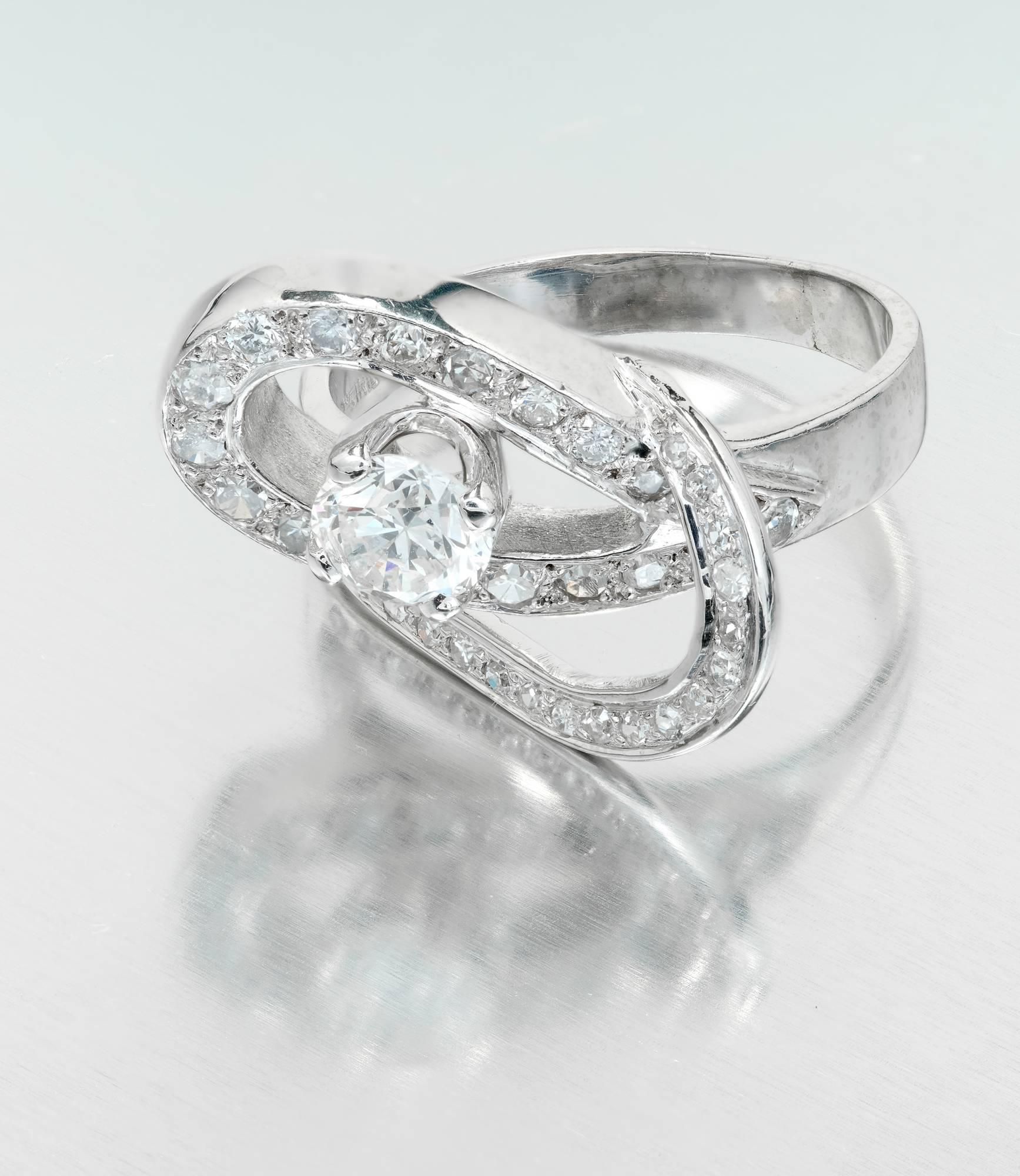 EGL Certified .80 Carat Diamond Open Swirl Platinum Cocktail Ring For Sale 3