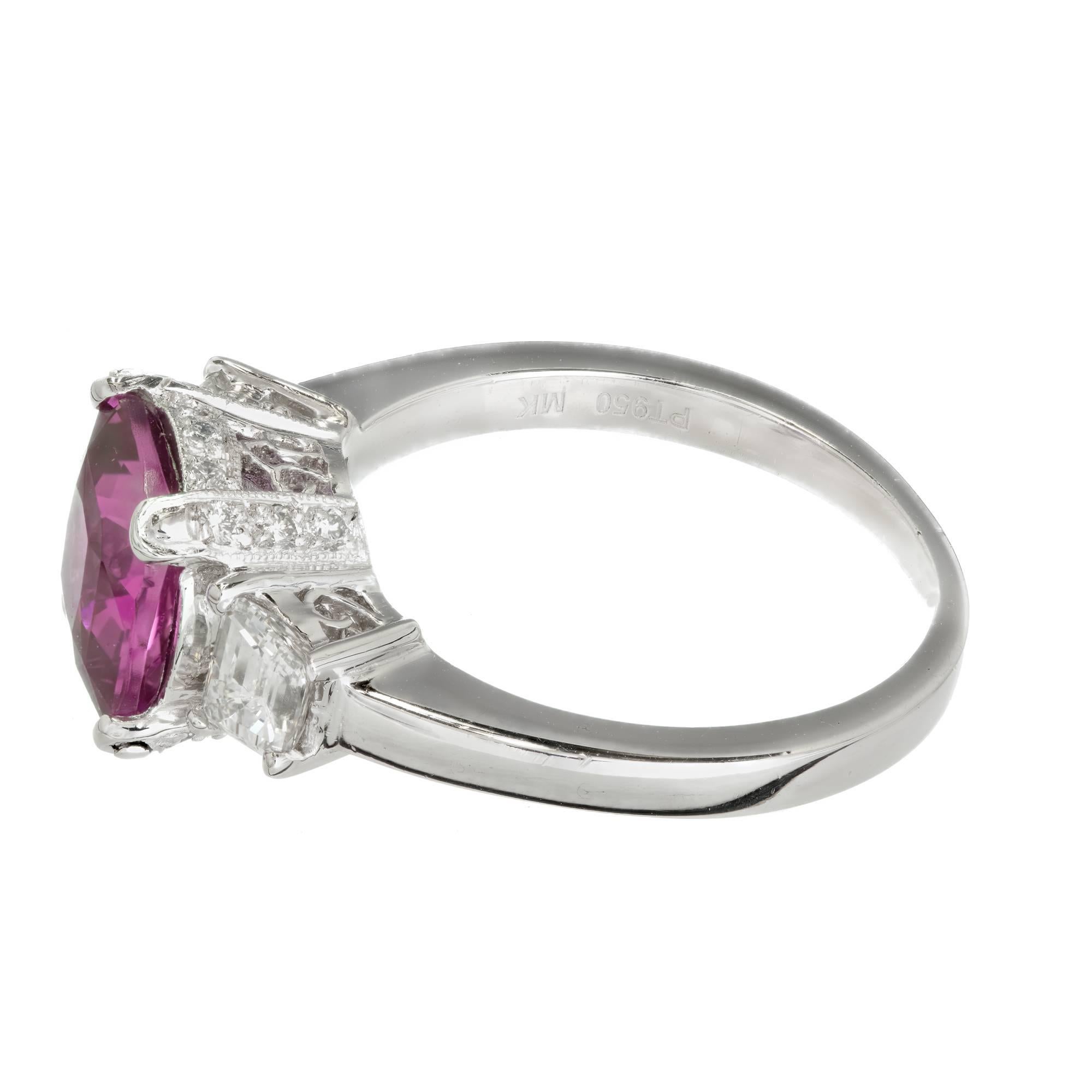 Peter Suchy GIA Certified 2.76 Carat Purple Pink Sapphire Diamond Ring 1