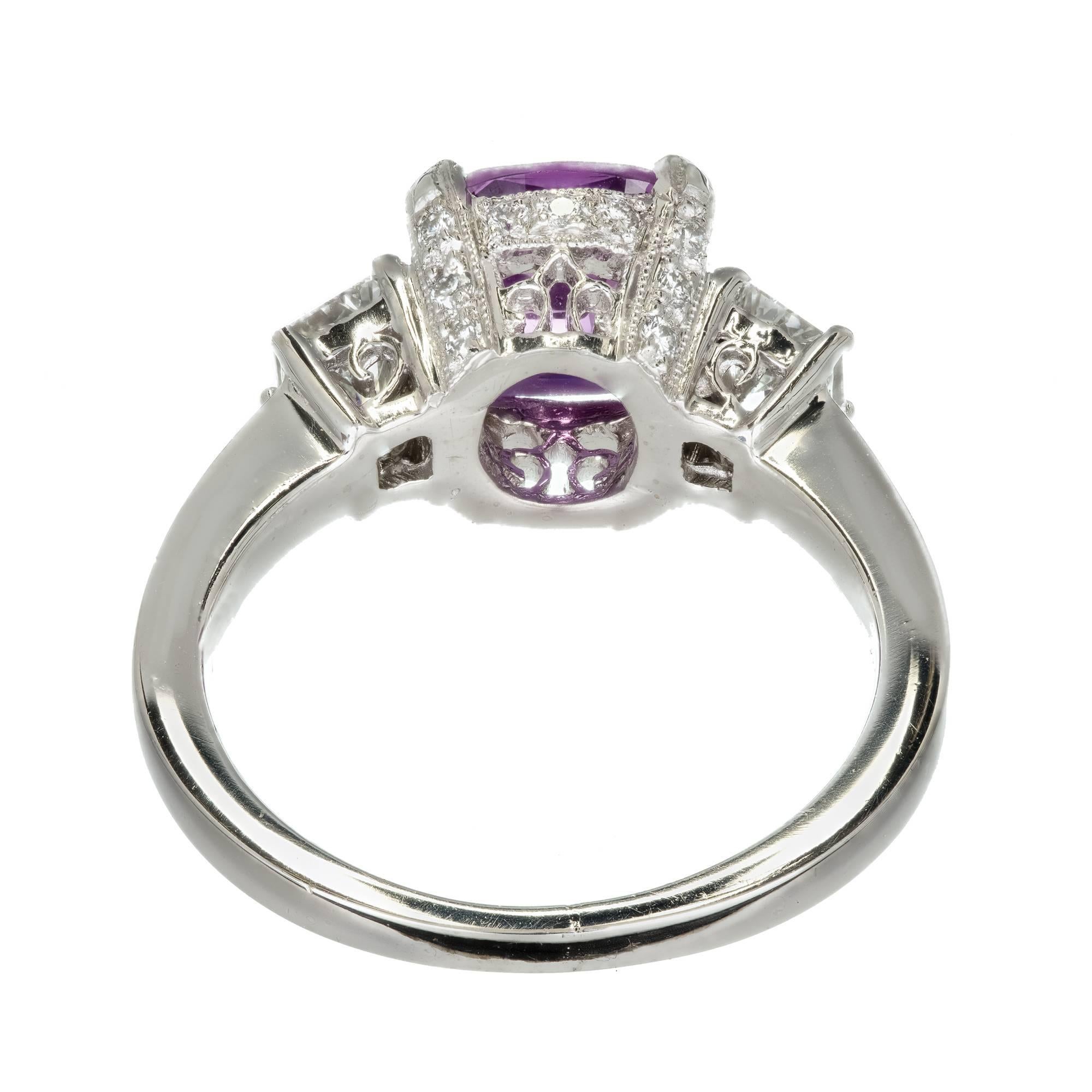 Peter Suchy GIA Certified 2.76 Carat Purple Pink Sapphire Diamond Ring 2