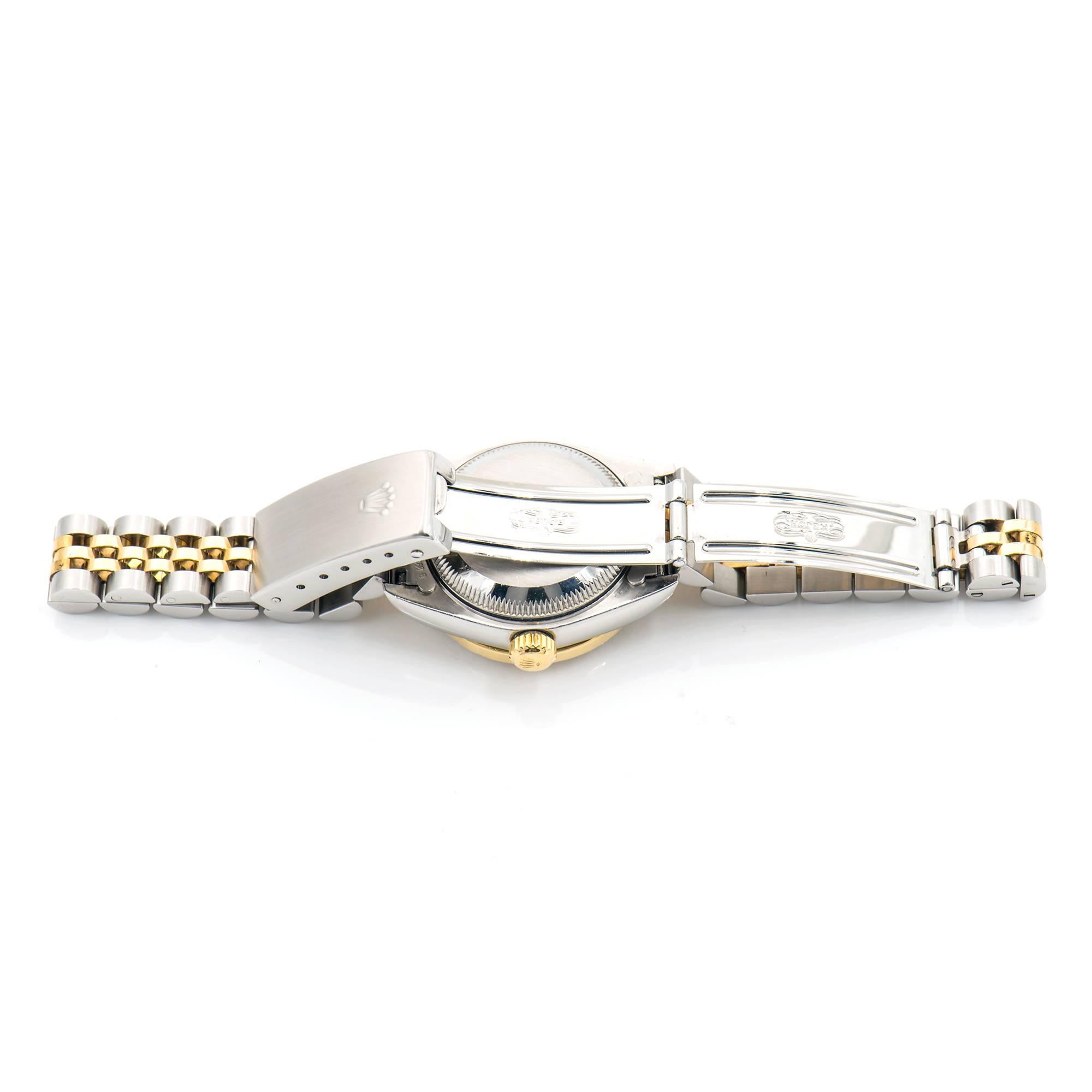 Women's Rolex Ladies Yellow Gold Stainless Steel Datejust Diamond Bezel Wristwatch  