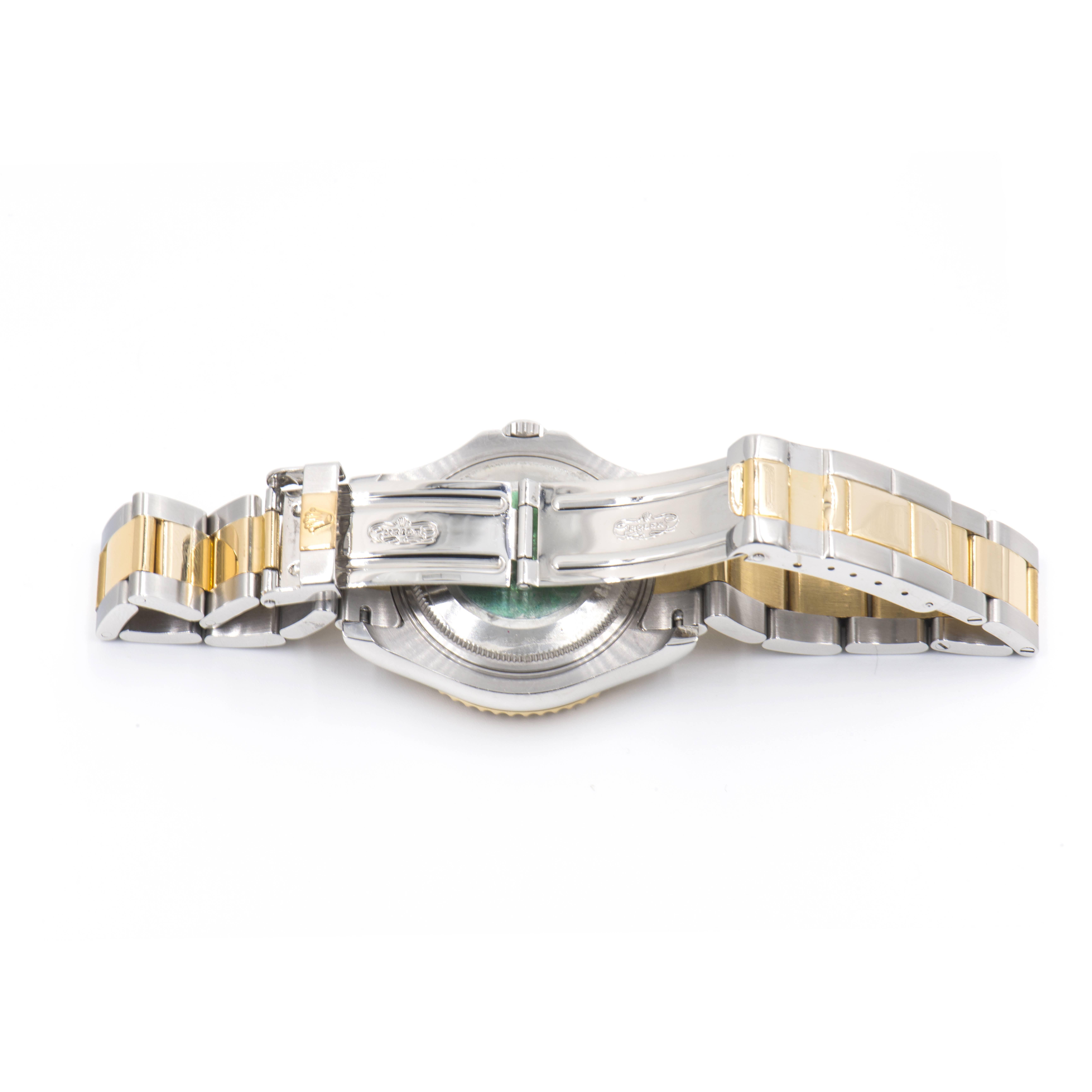 Rolex Yellow Gold Stainless Steel Platinum dial Midsize Yachtmaster Wristwatch In Good Condition In Stamford, CT