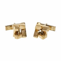 Vintage Midcentury Geometric 3-D Gold Cufflinks