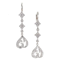 Doris Panos Diamond Gold Drop Dangle Earrings