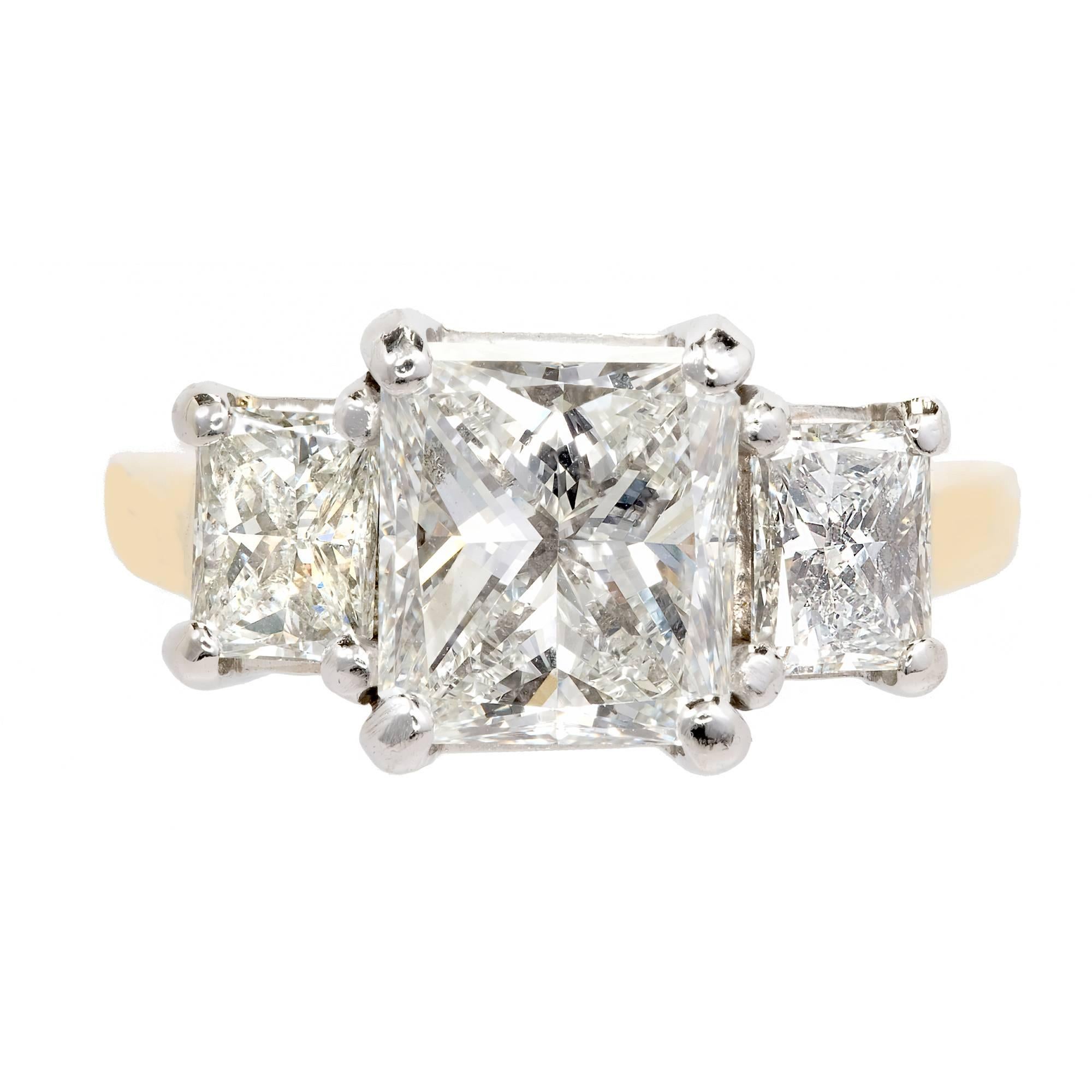  Peter Suchy 3.27 Carat Diamond Three-Stone Gold Platinum Engagement Ring