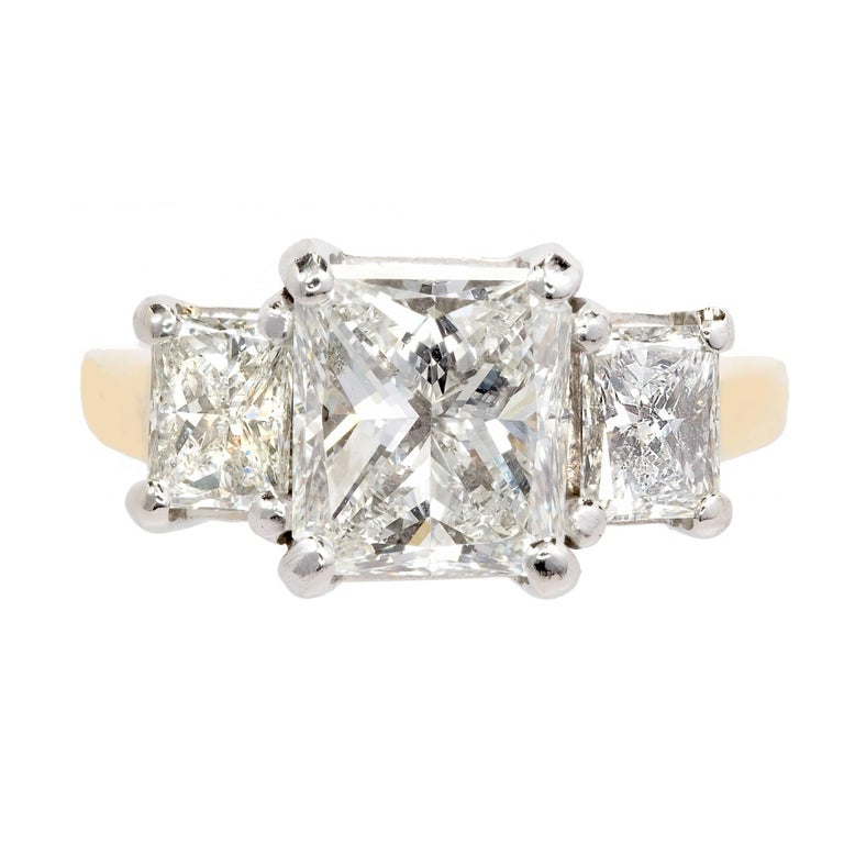  Peter Suchy 3.27 Carat Diamond Three-Stone Gold Platinum Engagement Ring
