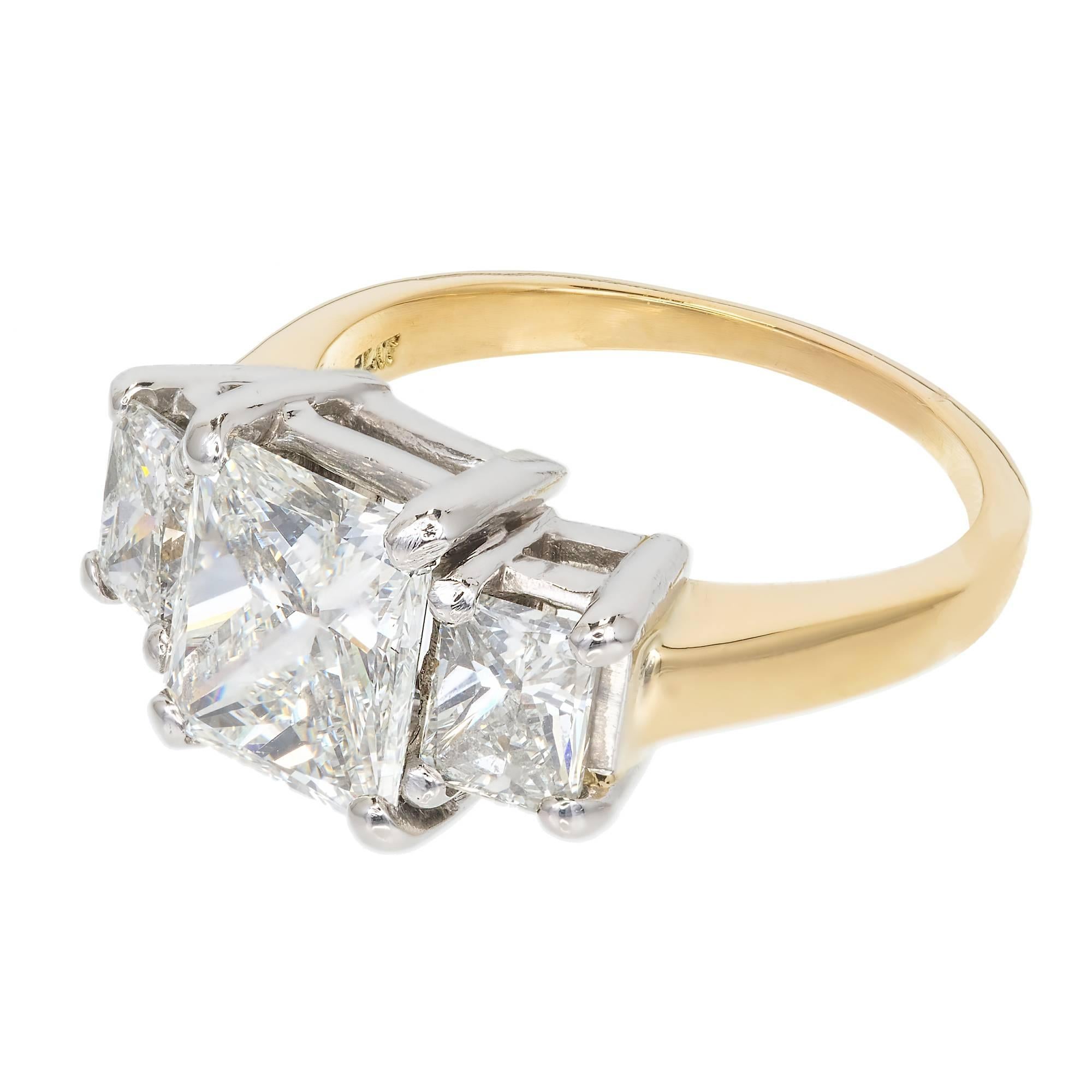  Peter Suchy 3.27 Carat Diamond Three-Stone Gold Platinum Engagement Ring 3