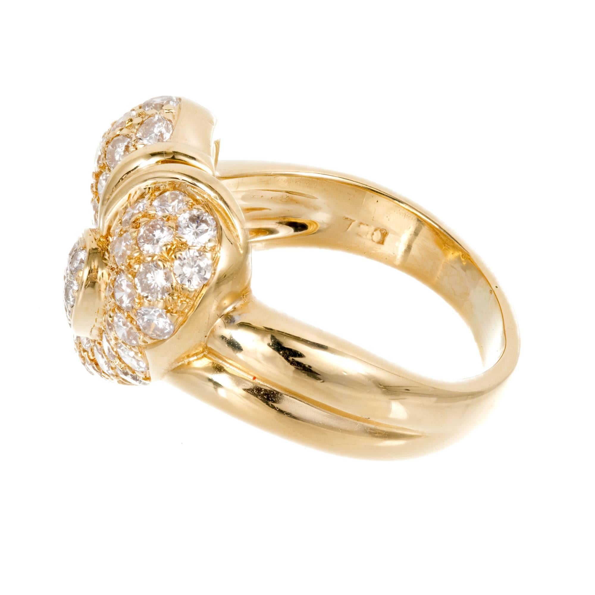 Women's Dome Heart Diamond Gold Cocktail Ring For Sale