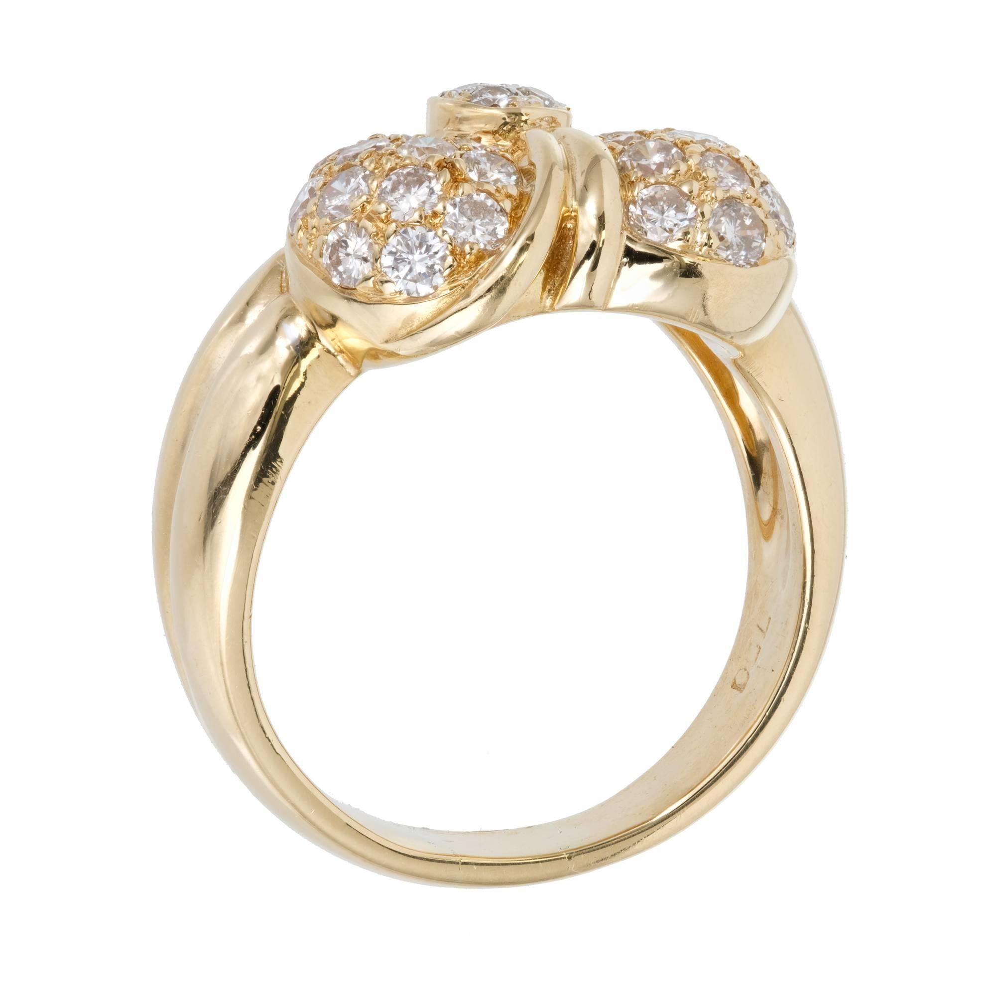 Dome Heart Diamond Gold Cocktail Ring For Sale 1