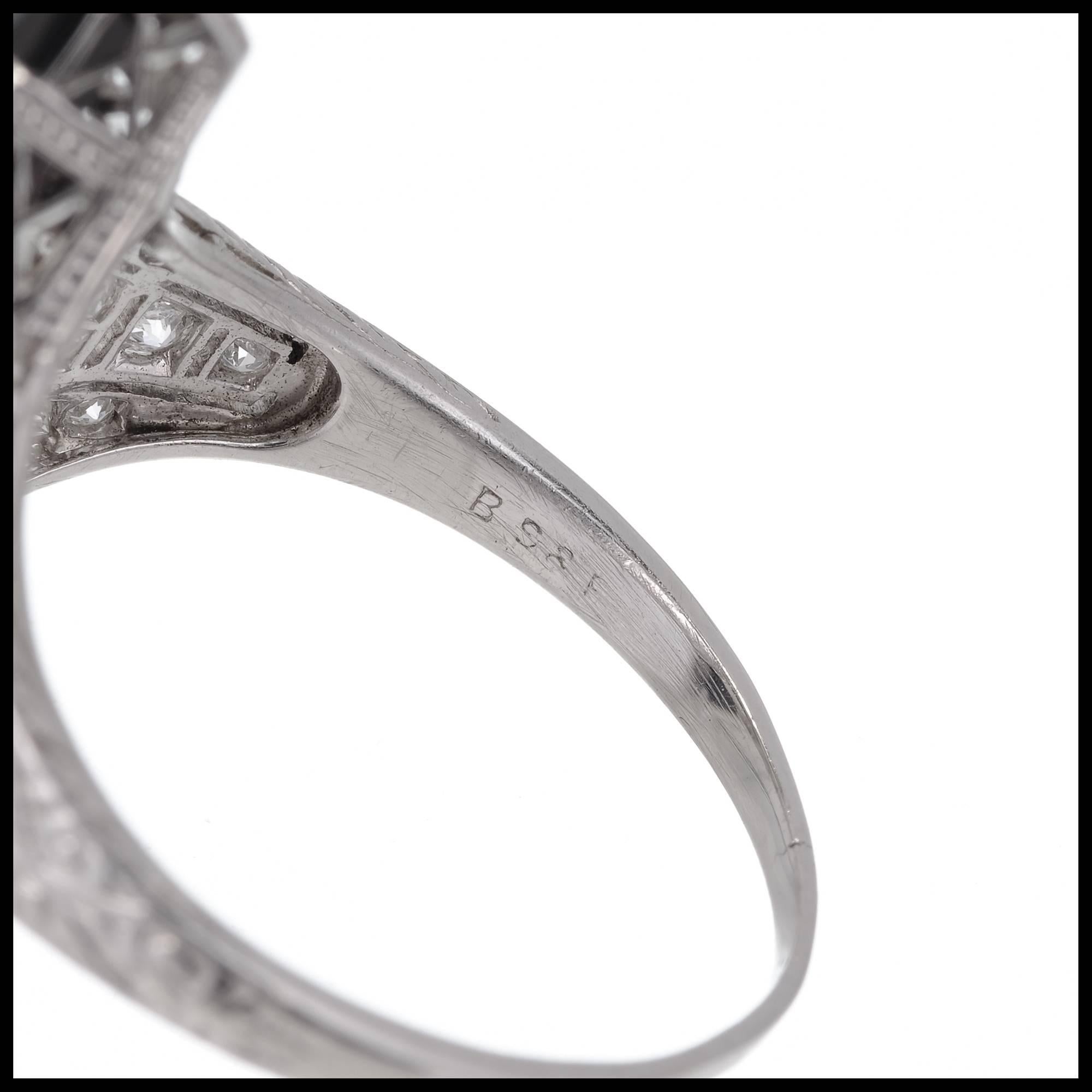 Women's Black Starr & Frost 1.03 Carat Diamond Onyx Platinum Cocktail Ring For Sale
