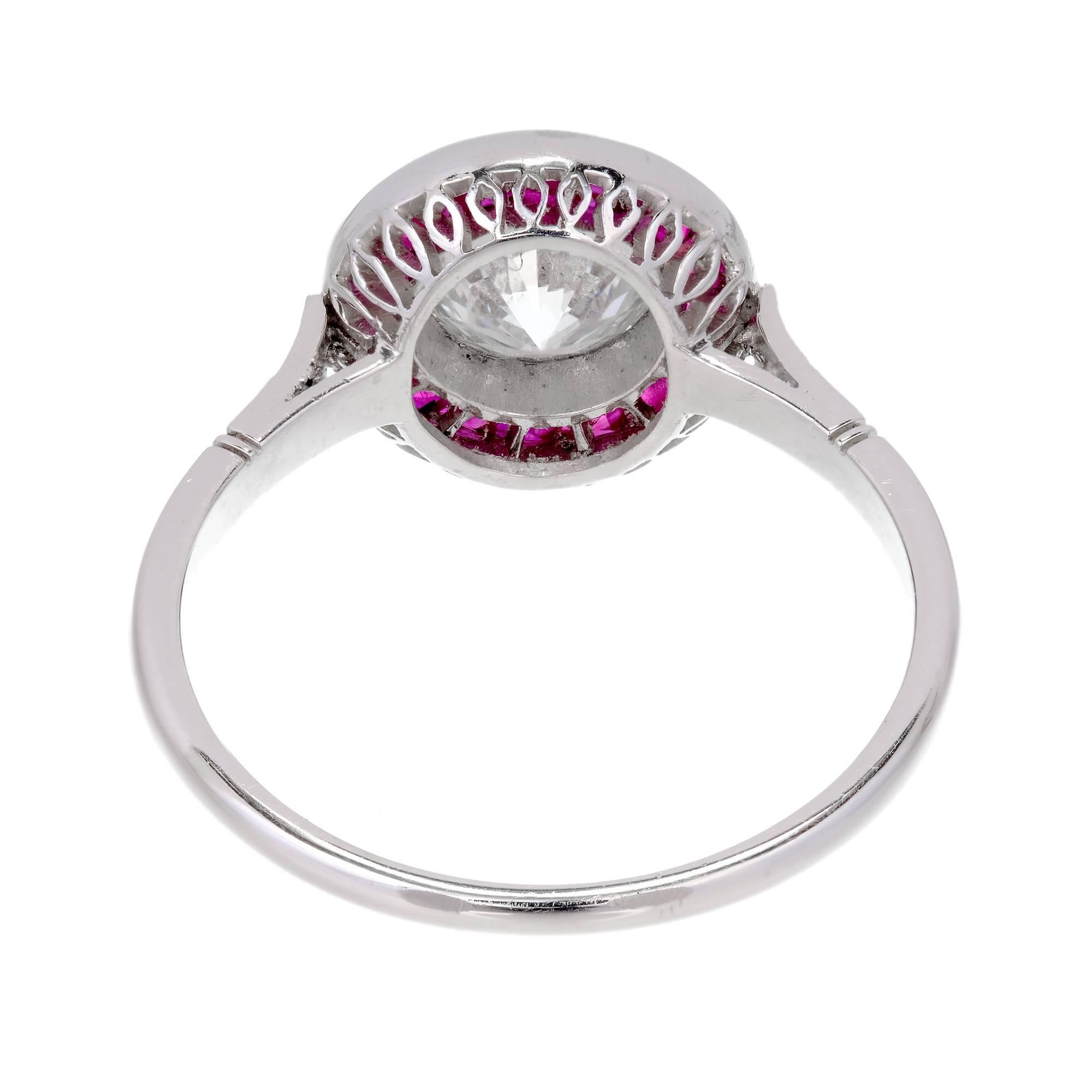 Peter Suchy EGL Certified .81 Diamond Ruby Halo Platinum Engagement Ring For Sale 2