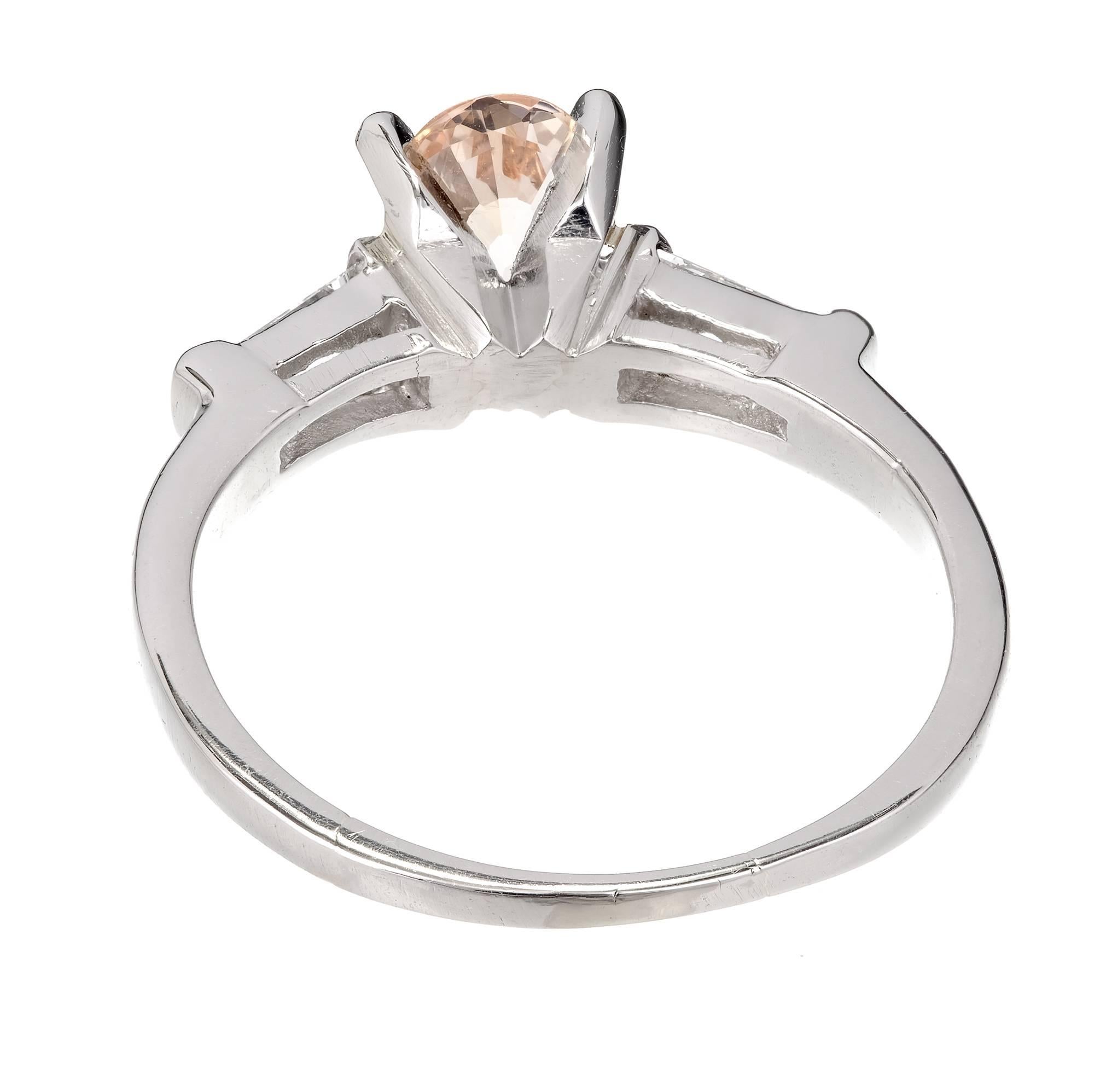 Peter Suchy Bague de fiançailles en platine avec saphir orange certifié GIA et diamants en vente 1