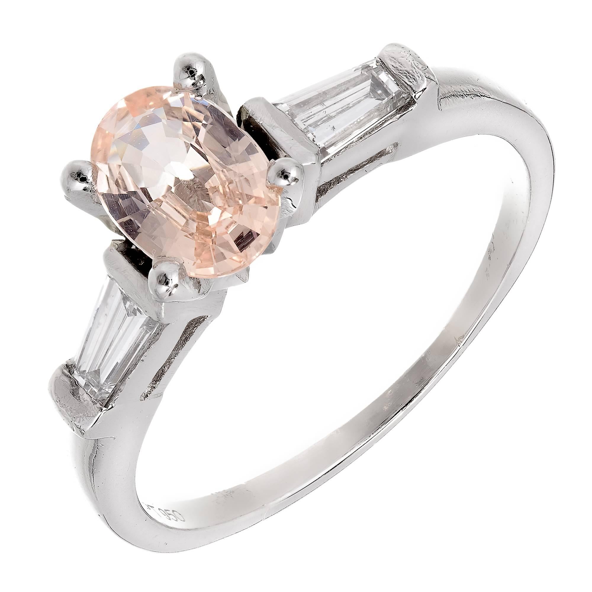 Peter Suchy GIA Certified Orange Sapphire Diamond Platinum Engagement Ring