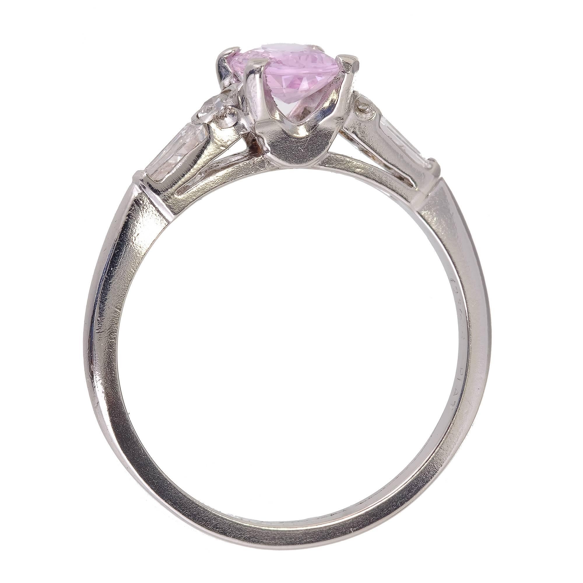 Peter Such GIA Certified Pink Sapphire Diamond Platinum Engagement Ring For Sale 1