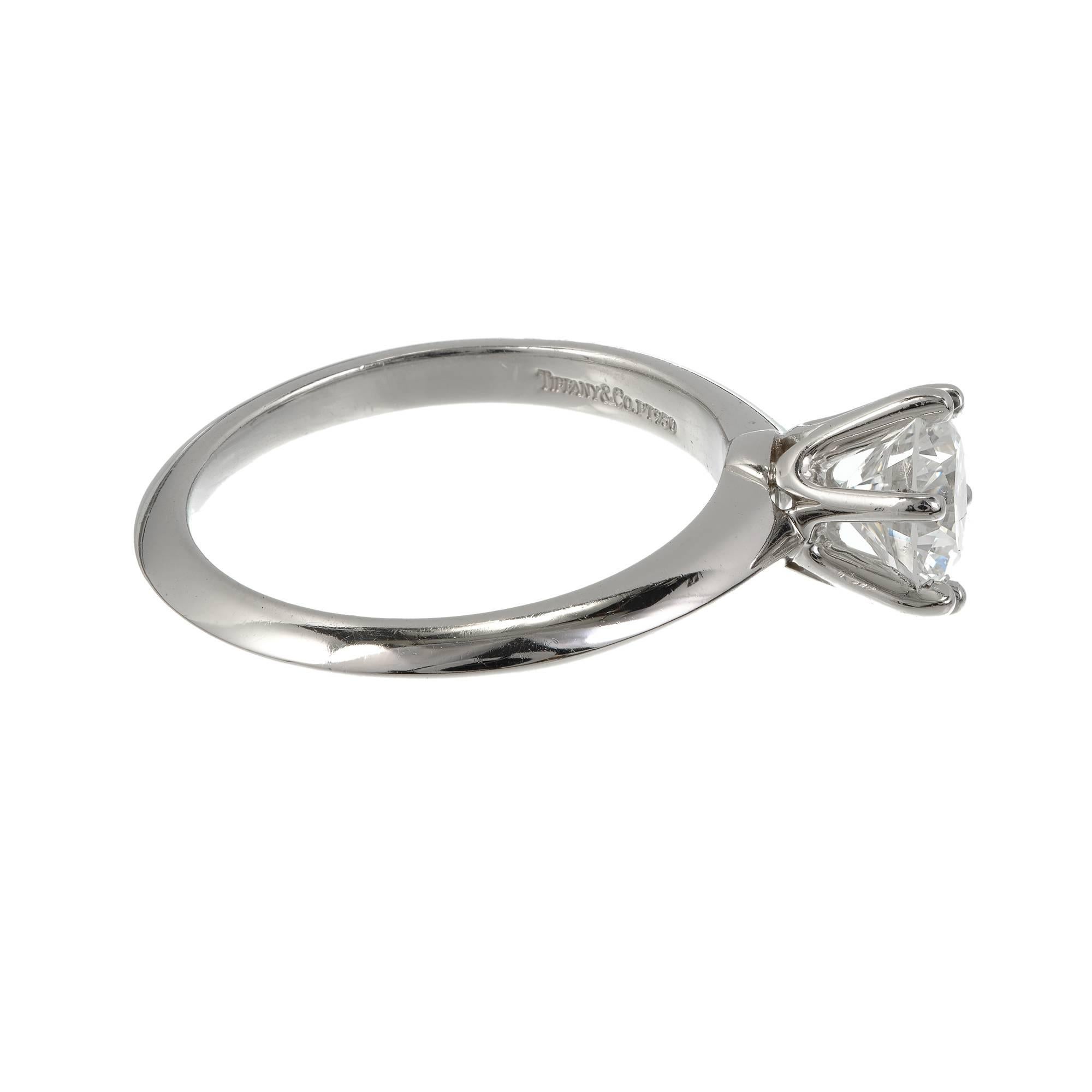 Tiffany and Co. 1.00 Carat Diamond Platinum Solitaire Engagement Ring ...