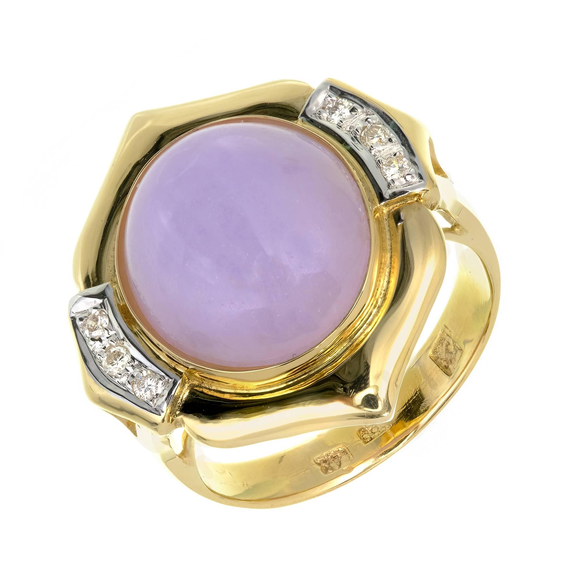 GIA-zertifizierter natürlicher lila Jadeit Diamant Gold Cocktail-Ring (Ovalschliff) im Angebot