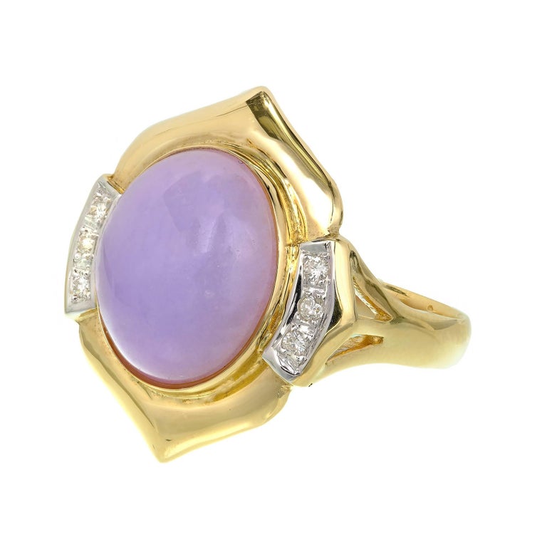 GIA Certified Natural Purple Jadeite Jade Diamond Gold Cocktail Ring For Sale at 1stDibs gia