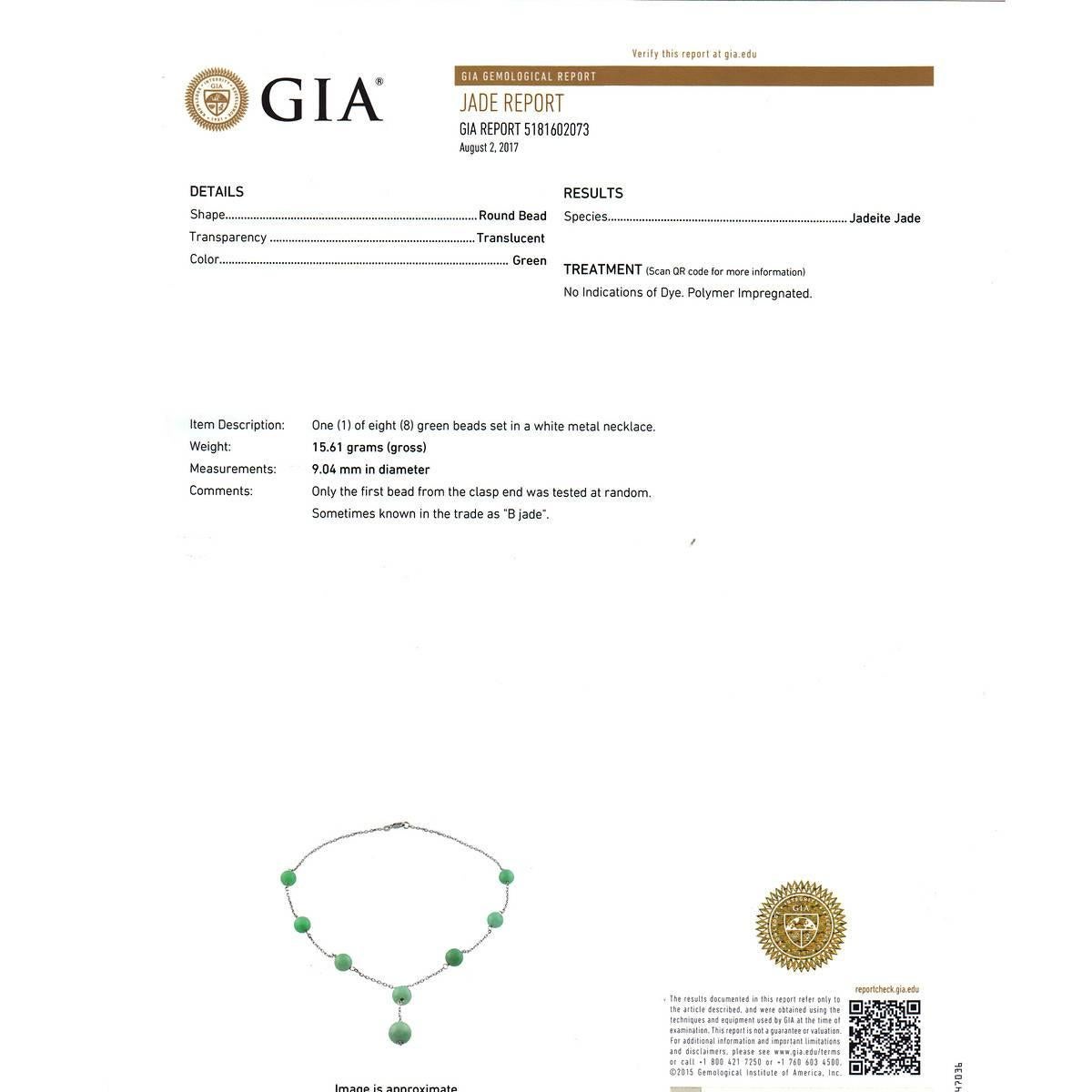 GIA Certified Natural Jadeite Jade White Gold Necklace (Collier en or blanc) Bon état - En vente à Stamford, CT