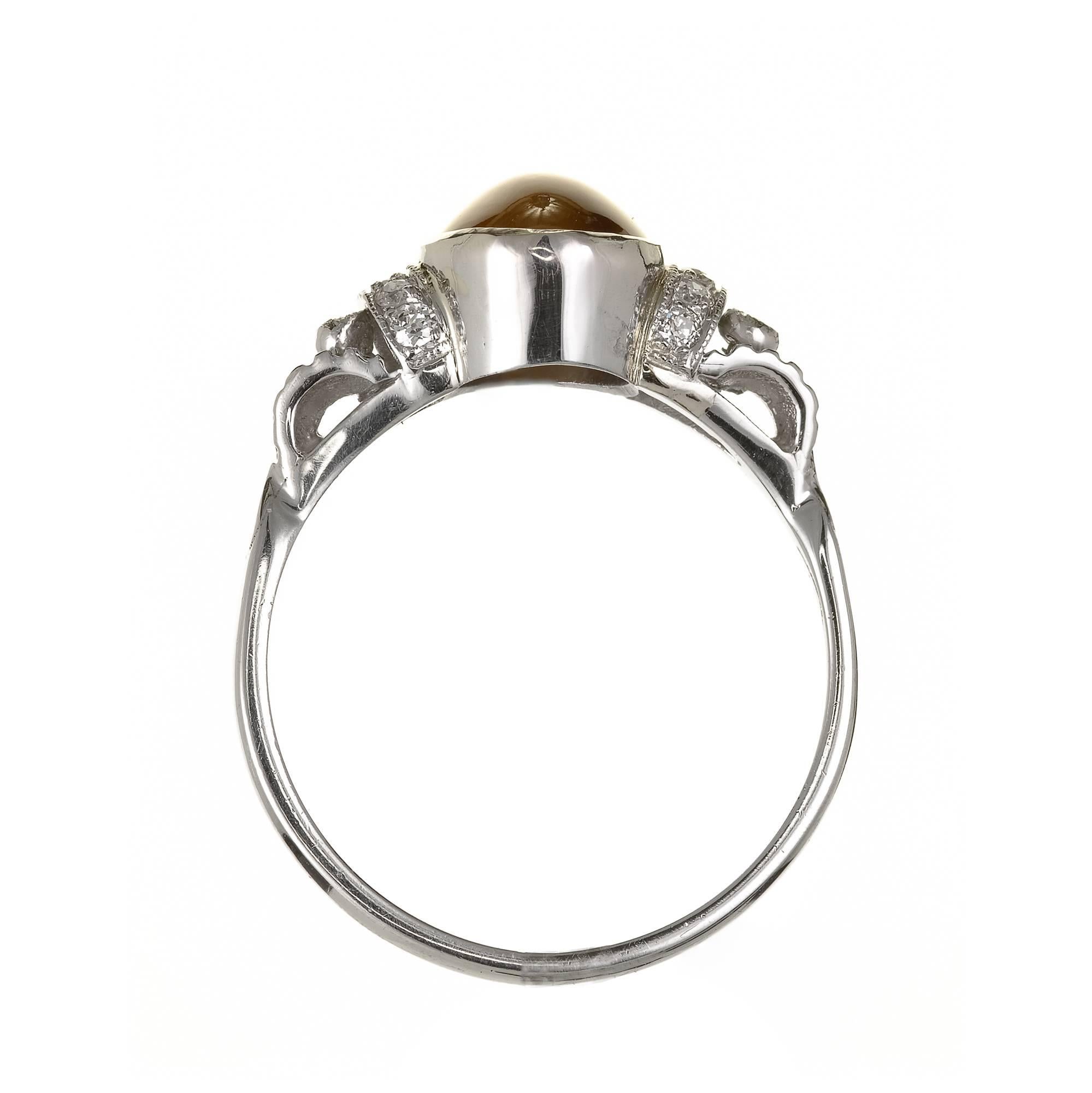 GIA Certified 2.71 Carat Chrysoberyl Cat’s Eye Diamond Platinum Engagement Ring For Sale 2