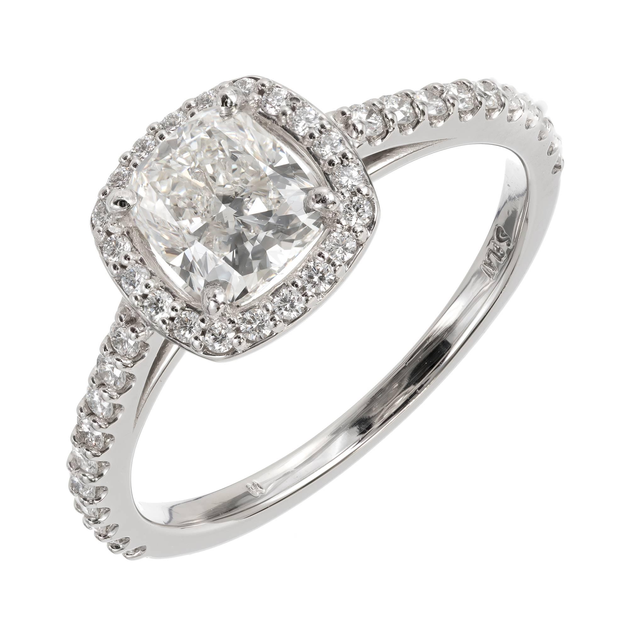 Peter Suchy GIA Certified 1.01 Carat Diamond Halo Platinum Engagement Ring
