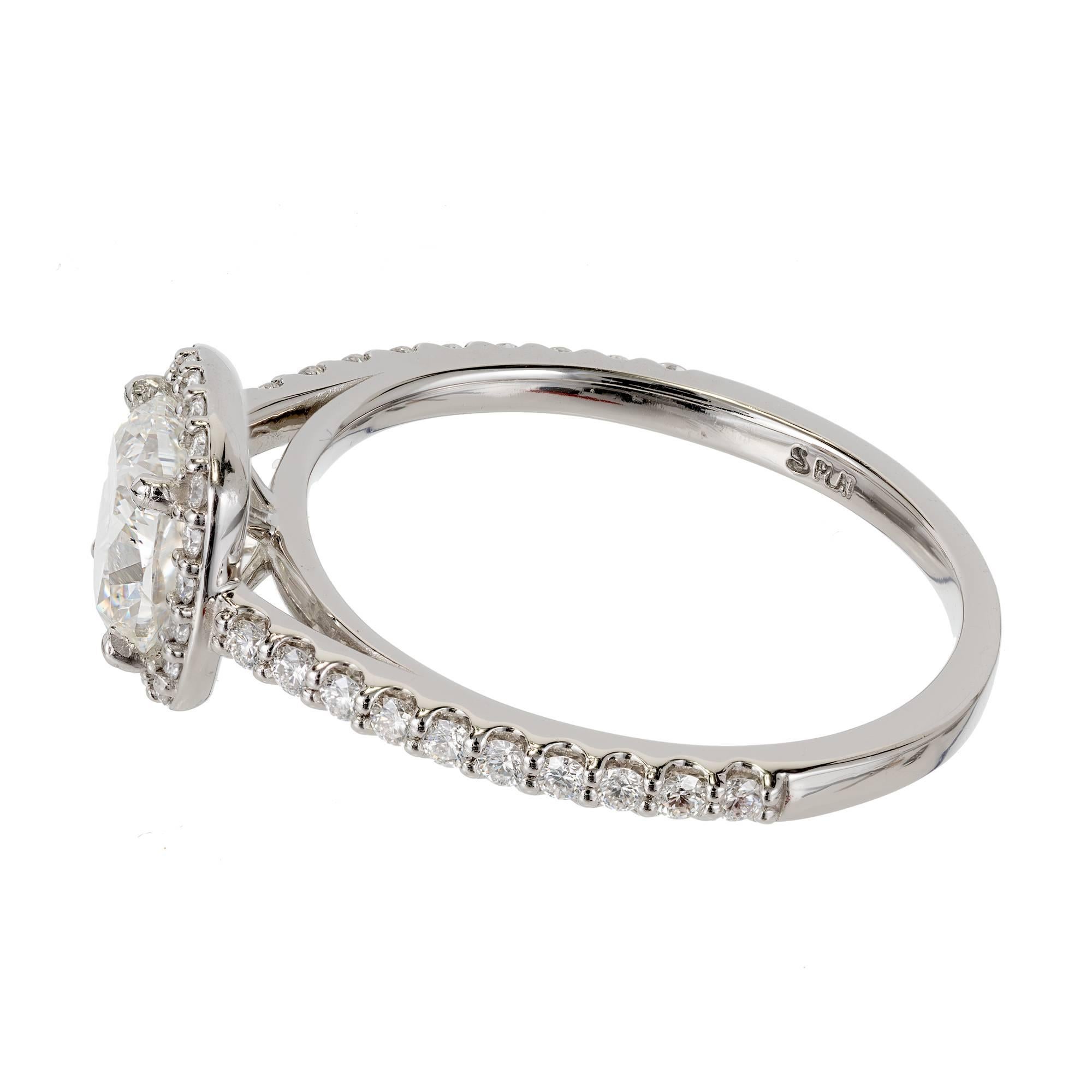 Peter Suchy GIA Certified 1.01 Carat Diamond Halo Platinum Engagement Ring 2