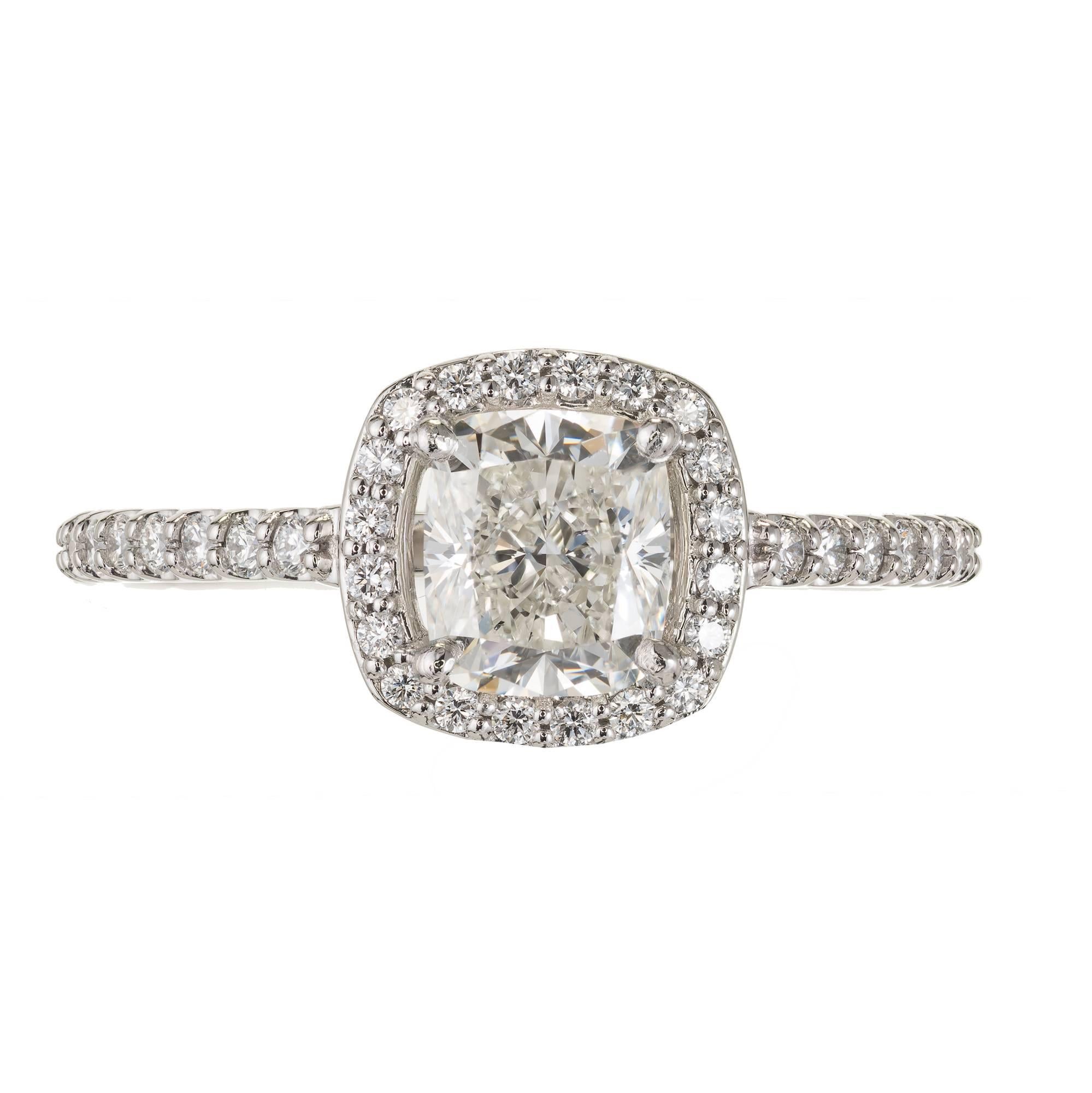 Peter Suchy GIA Certified 1.01 Carat Diamond Halo Platinum Engagement Ring In Good Condition In Stamford, CT