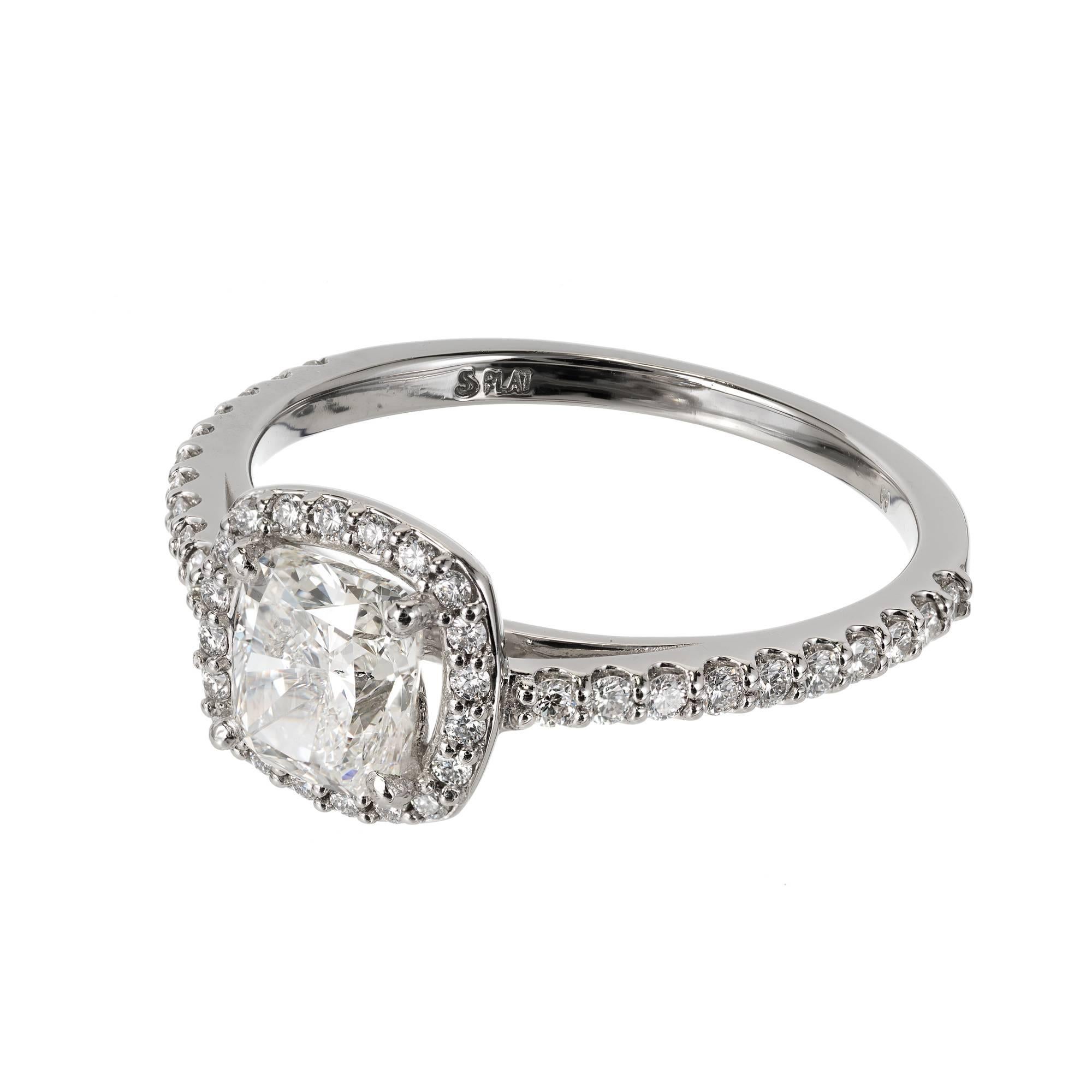 Women's Peter Suchy GIA Certified 1.01 Carat Diamond Halo Platinum Engagement Ring