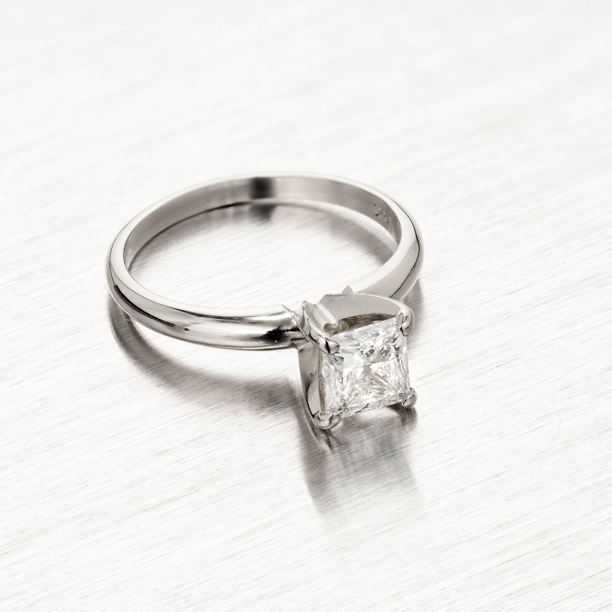 Taille princesse Bague de fiançailles solitaire en or certifiée EGL avec diamant taille princesse de 0,94 carat en vente