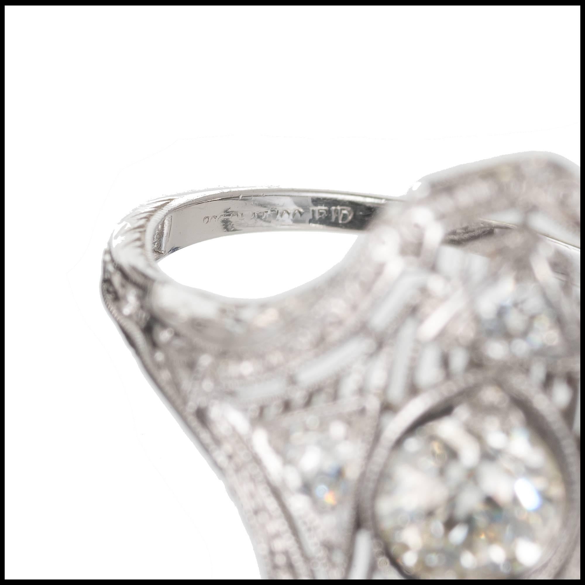 Women's EGL Certified .51 Carat Edwardian Diamond Platinum Cocktail Ring For Sale