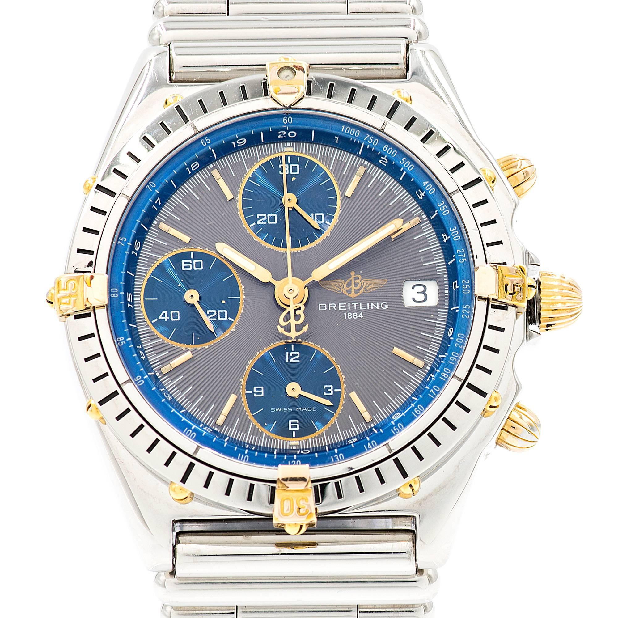 Breitling Yellow Gold Stainless Steel Chronograph Date Automatic Wristwatch