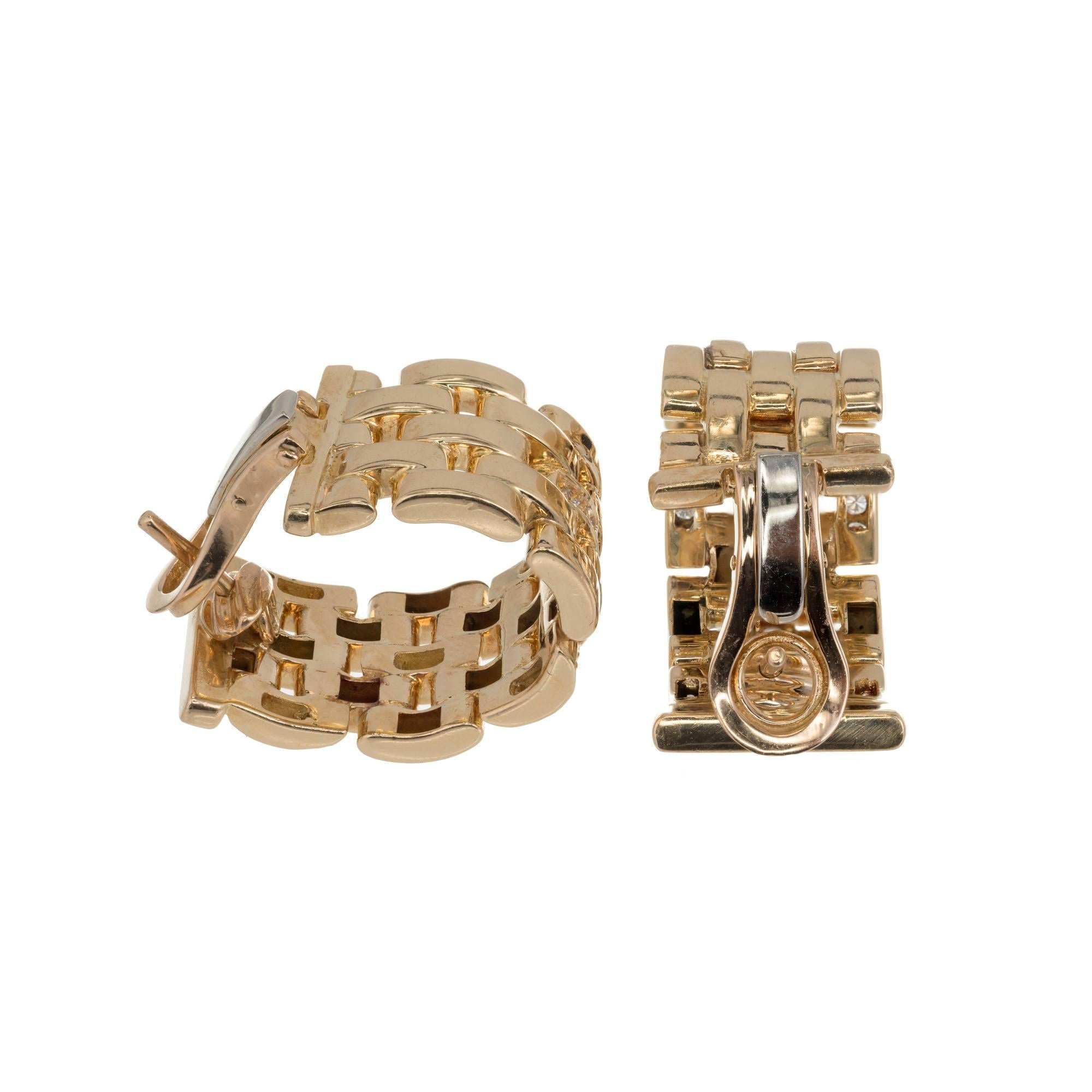 Cartier Maillon Panthere .50 Karat Diamant-Ohrringe aus fünfreihigem Gold mit Diamanten (Rundschliff)