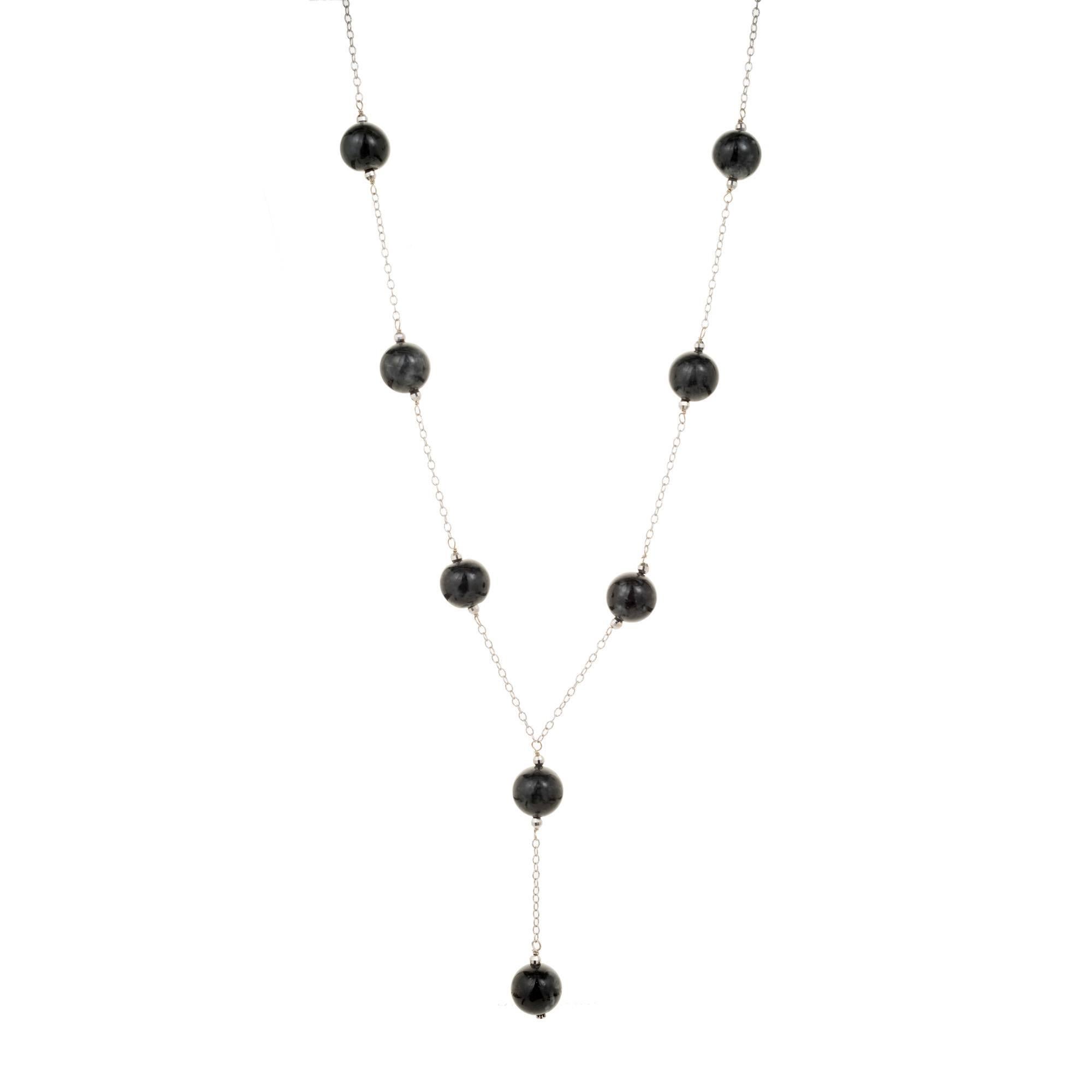 Collier en or avec perles de jadéite noire naturelle certifiée GIA