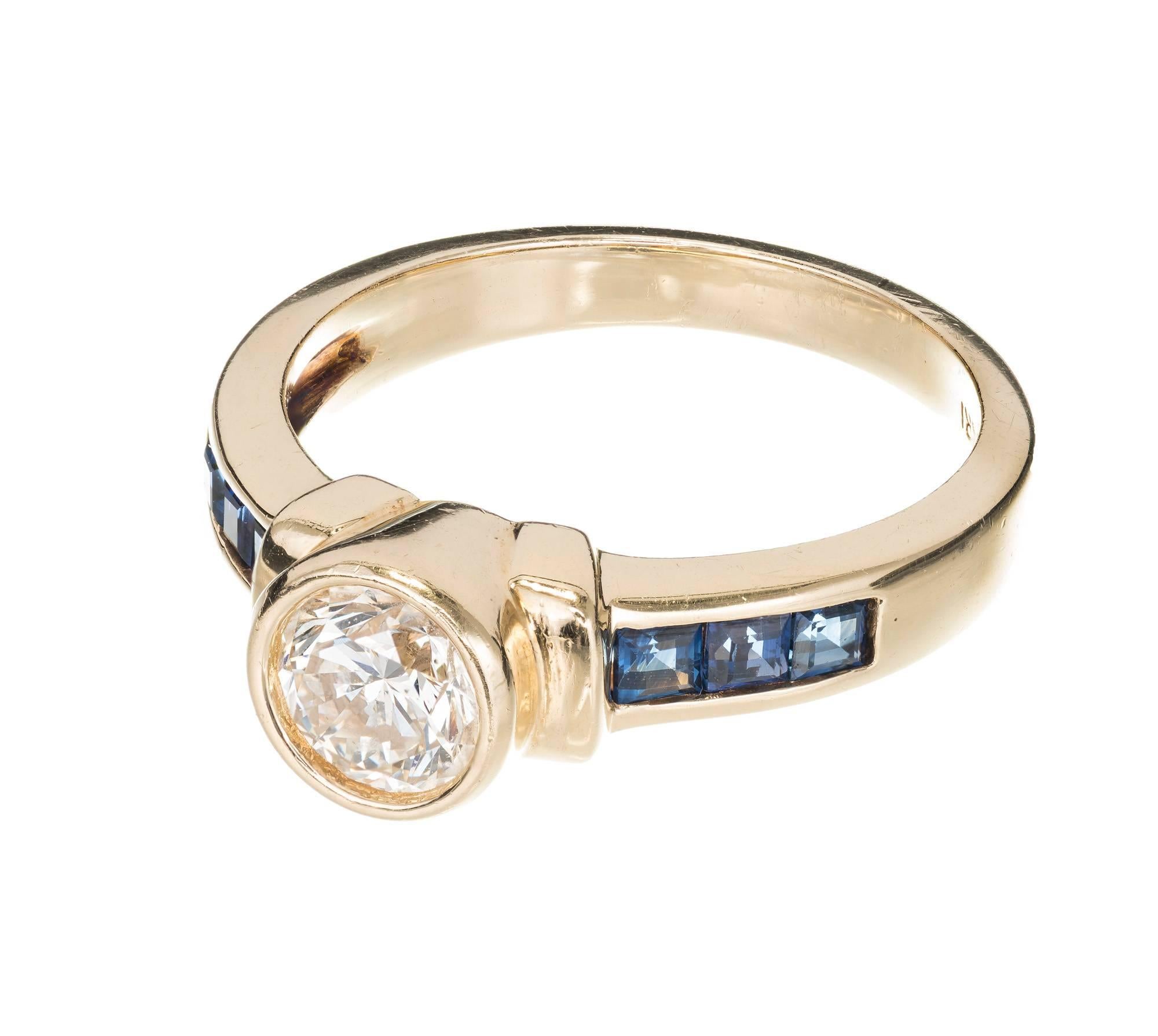Taille ronde Peter Suchy Bague de fiançailles en or certifiée EGL avec diamants de 0,71 carat sertis sur le chaton en vente