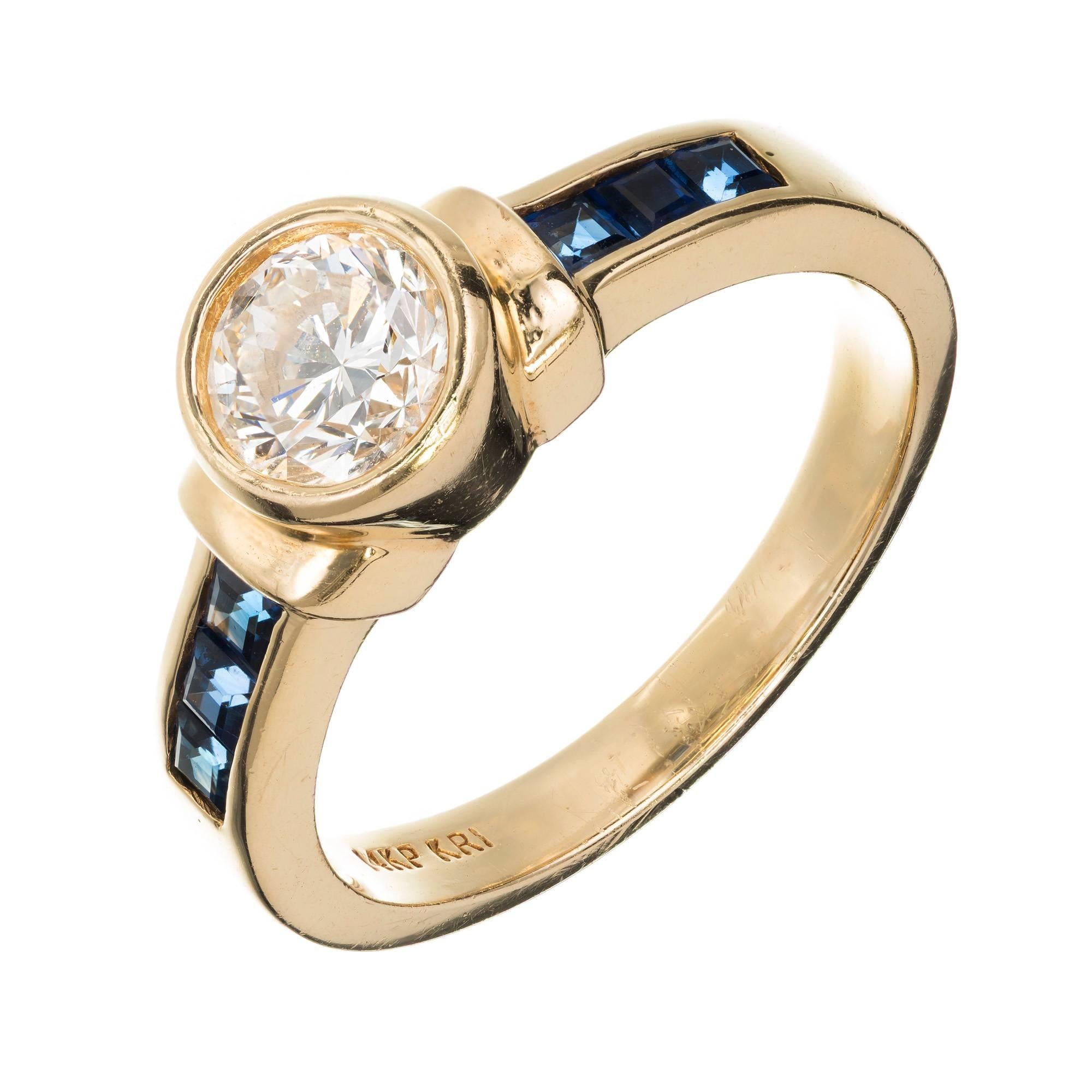 Peter Suchy EGL Certified Bezel Set .71 Carat Diamond Gold Engagement Ring