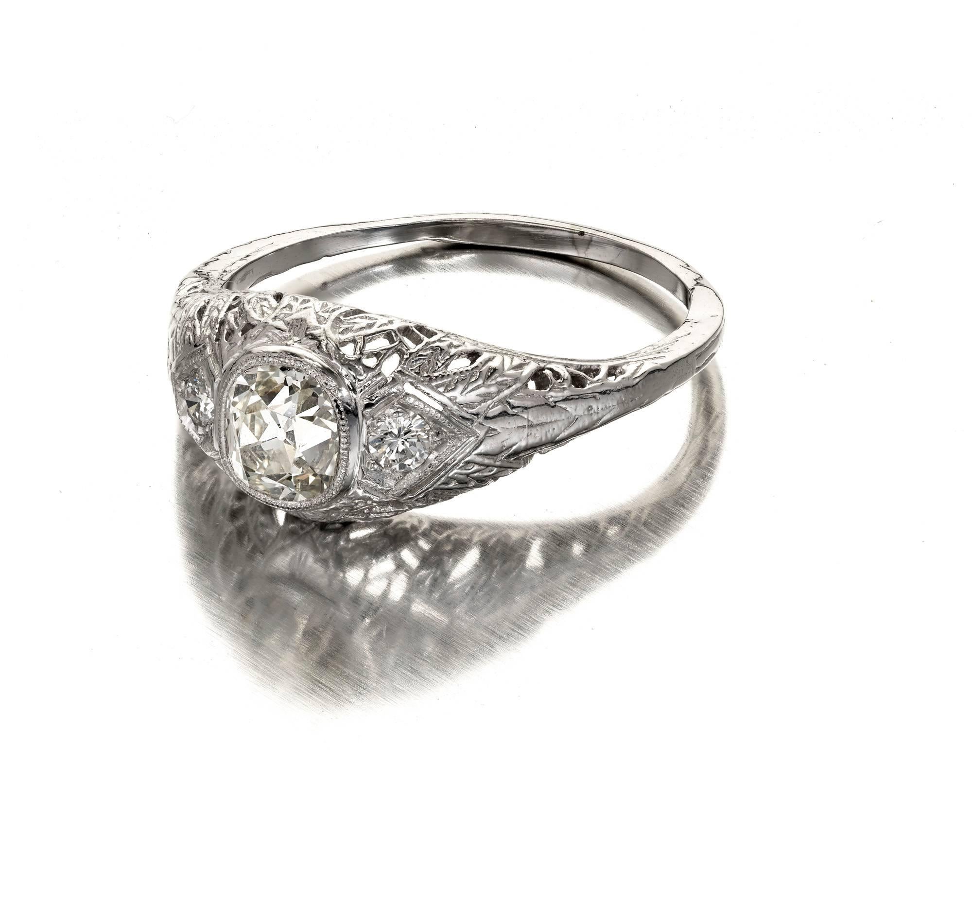 Bague de fiançailles ancienne en platine avec diamants de 1,00 carat certifiés Egl, années 1890 en vente 4