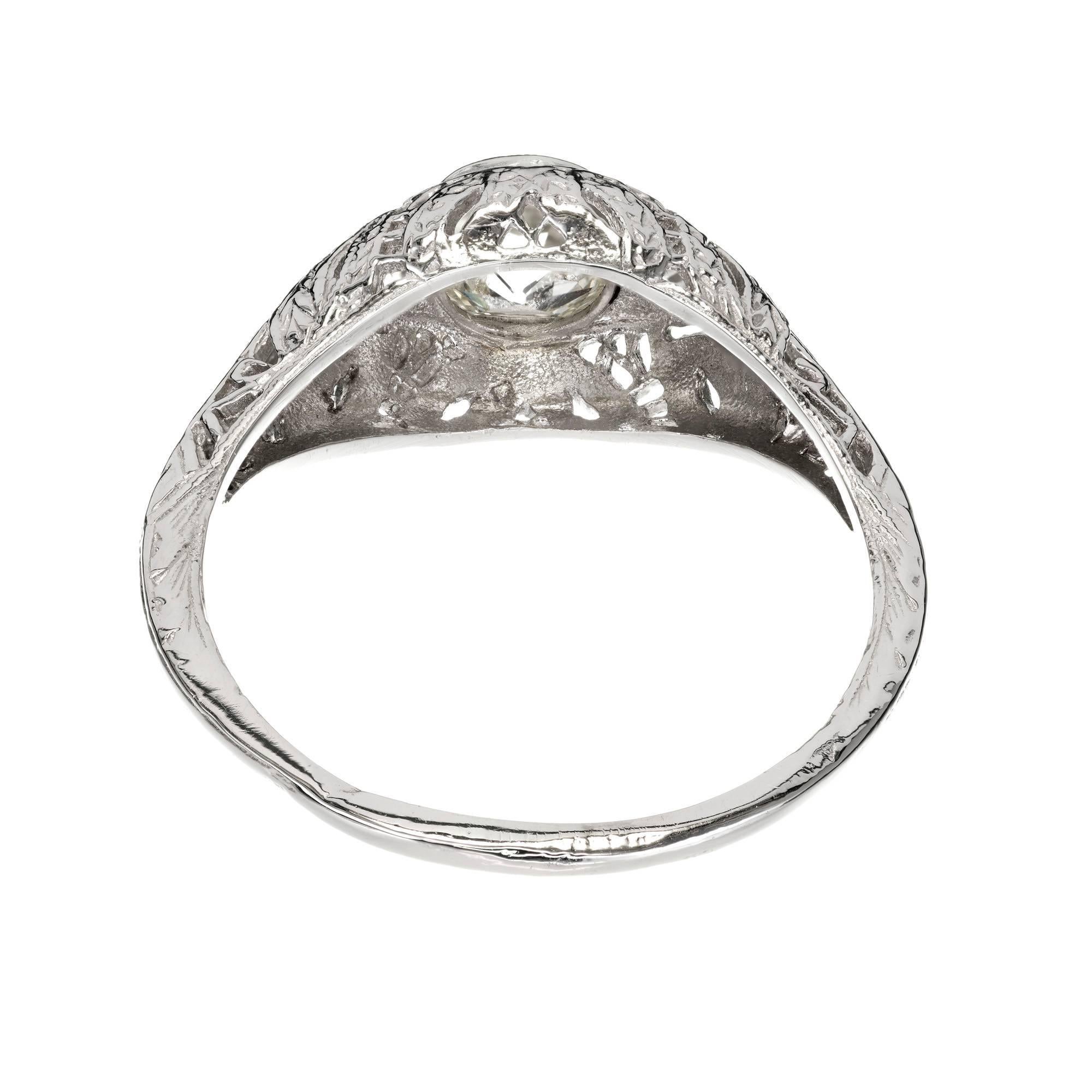 Bague de fiançailles ancienne en platine avec diamants de 1,00 carat certifiés Egl, années 1890 Pour femmes en vente