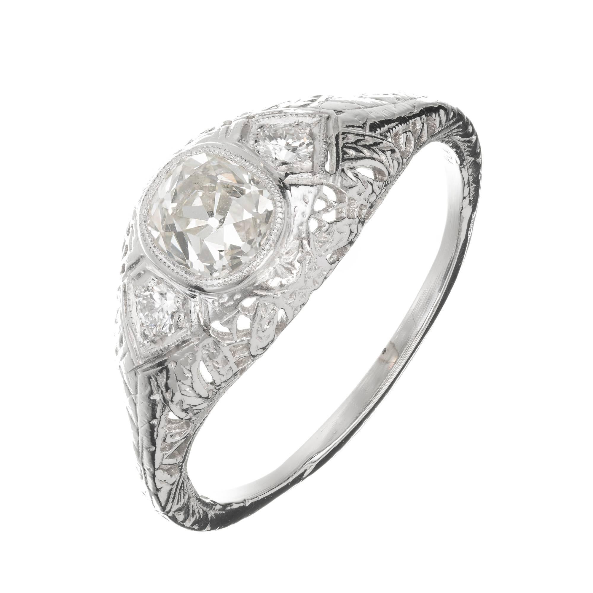 Egl Certified 1890s Antique 1.00 Carat Diamond Platinum Engagement Ring