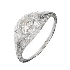 Bague de fiançailles ancienne en platine avec diamants de 1,00 carat certifiés Egl, années 1890