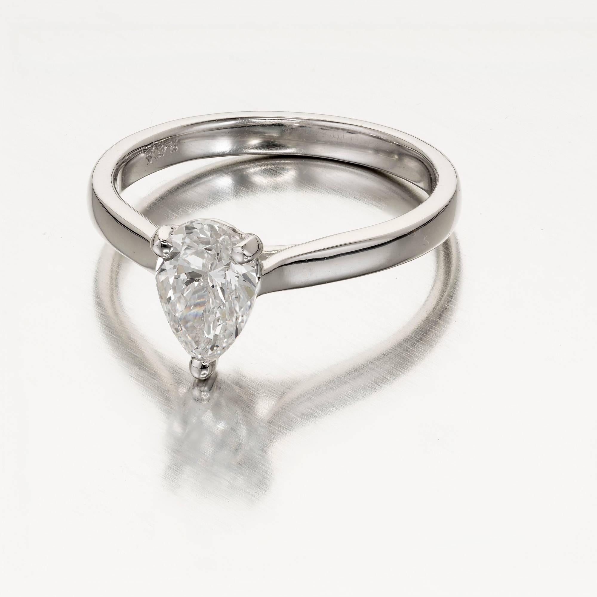 Peter Suchy .93 Carat Pear Shape Diamond Engagement Ring Platinum GIA Certified 4