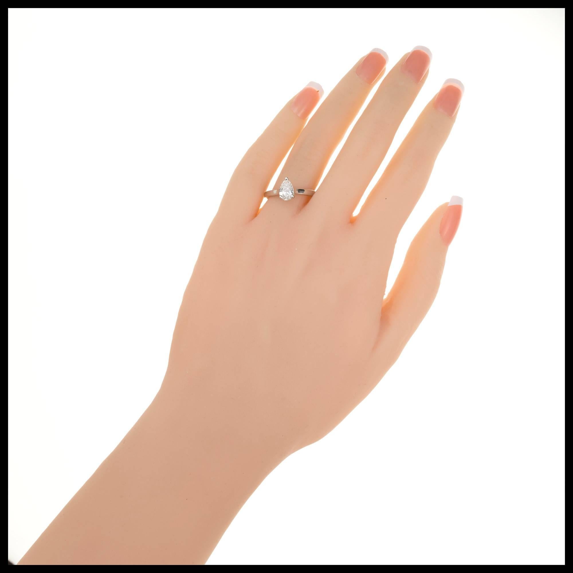 Peter Suchy .93 Carat Pear Shape Diamond Engagement Ring Platinum GIA Certified 3