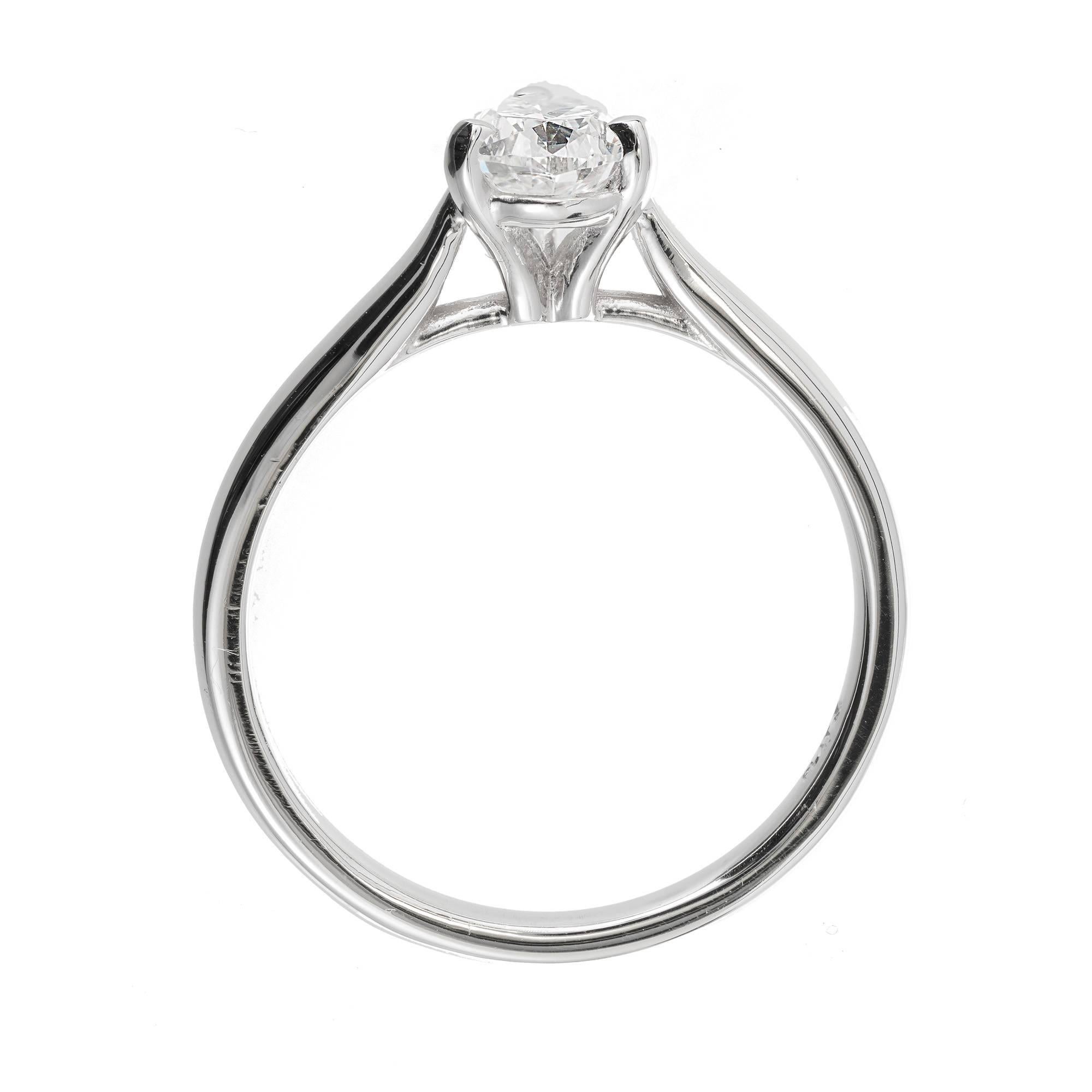Peter Suchy .93 Carat Pear Shape Diamond Engagement Ring Platinum GIA Certified 2