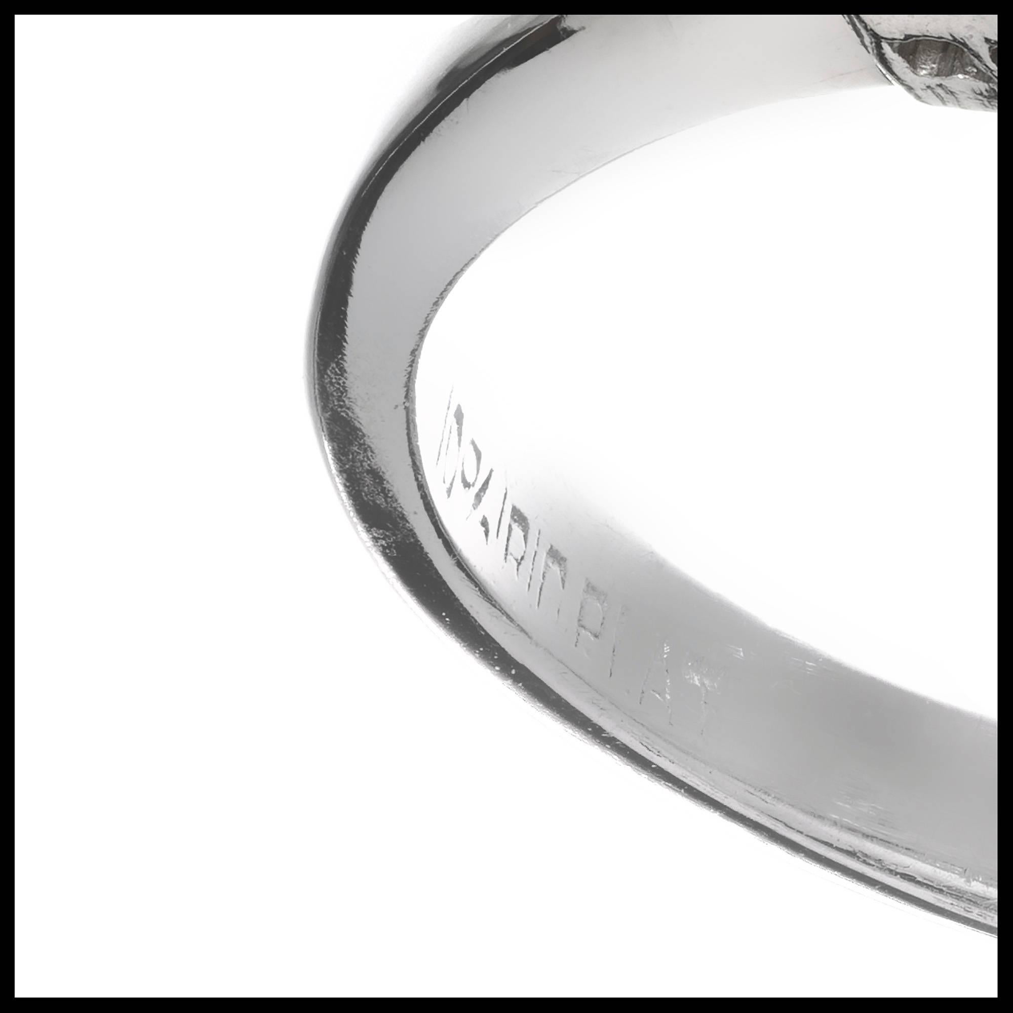 EGL Certified Art Deco Diamond Three-Stone Platinum Engagement Ring 1