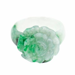 GIA Certified Natural Jadeite Jade Flower Ring