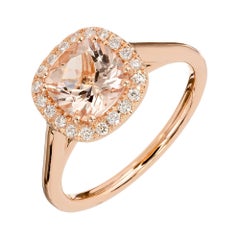 Peter Suchy 1.28 Carat Morganite Diamond Halo Rose Gold Engagement Ring