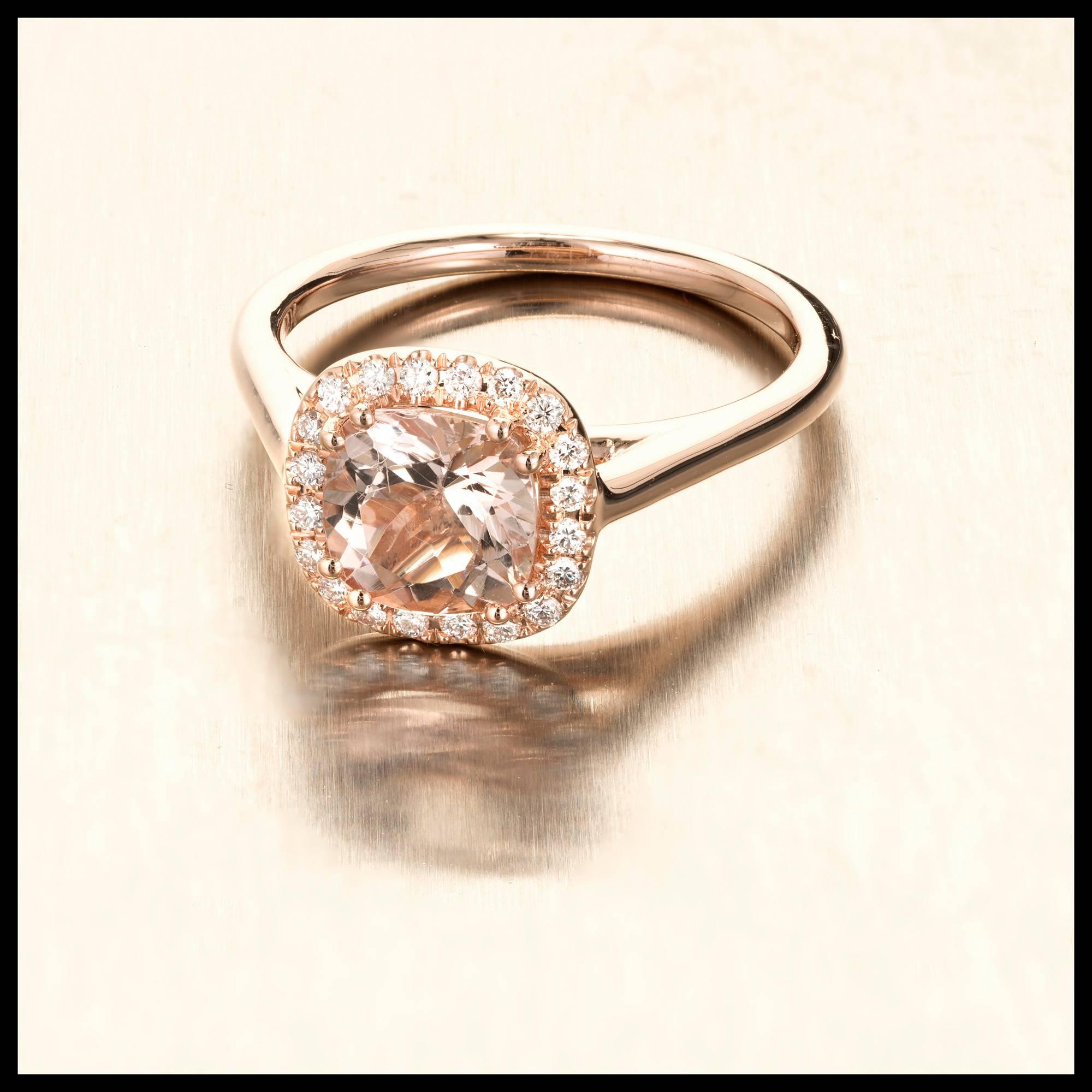 Women's Peter Suchy 1.28 Carat Morganite Diamond Halo Rose Gold Engagement Ring