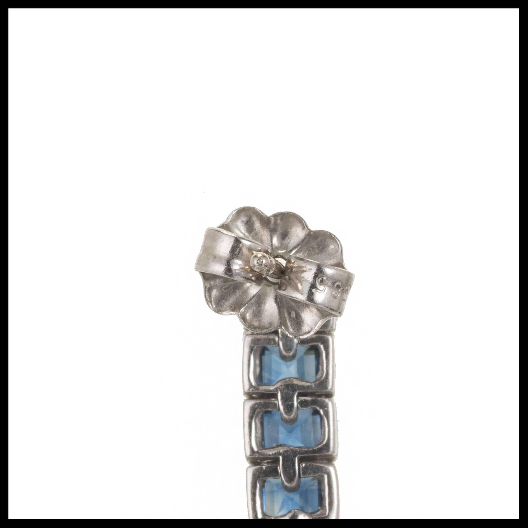 Sapphire Diamond Gold Buckle Dangle Drop Earrings 2