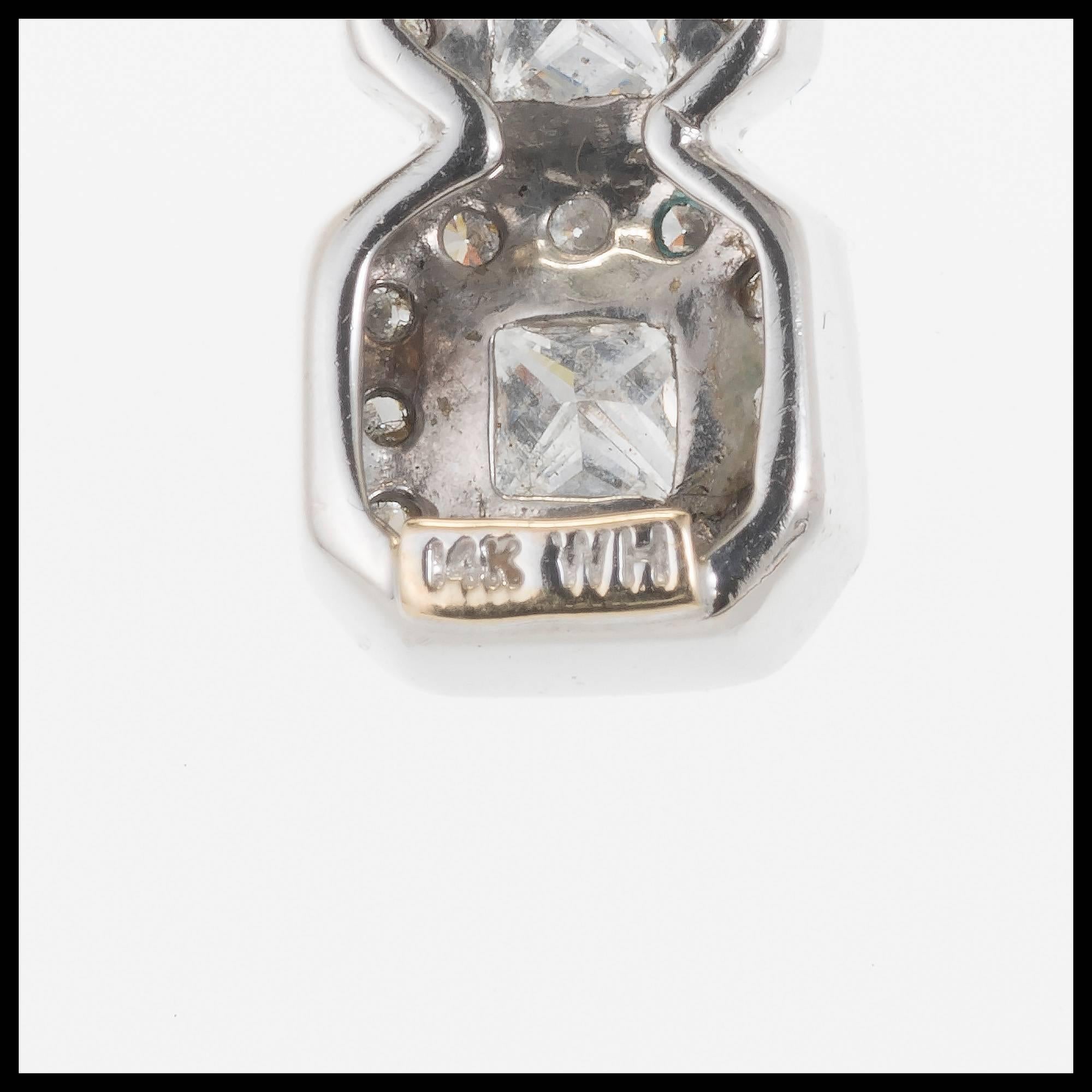 Women's Princess Round Diamond White Gold Pendant Necklace