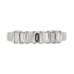 Tiffany & Co. Emerald Cut Diamond Platinum Wedding Band Ring