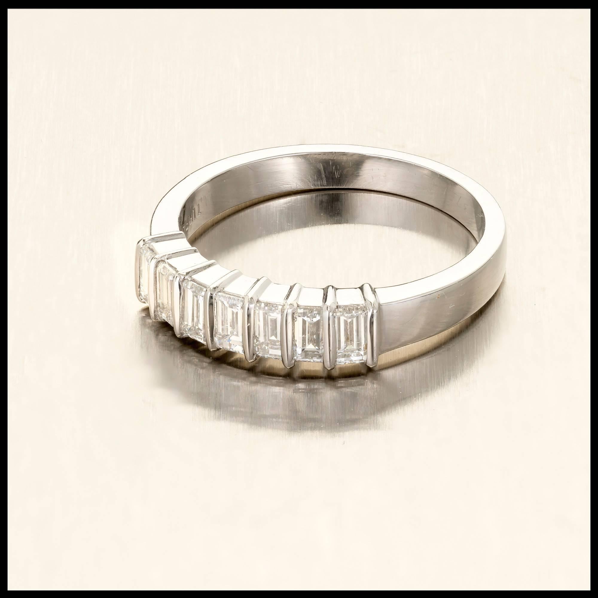 Tiffany & Co. Emerald Cut Diamond Platinum Wedding Band Ring 5