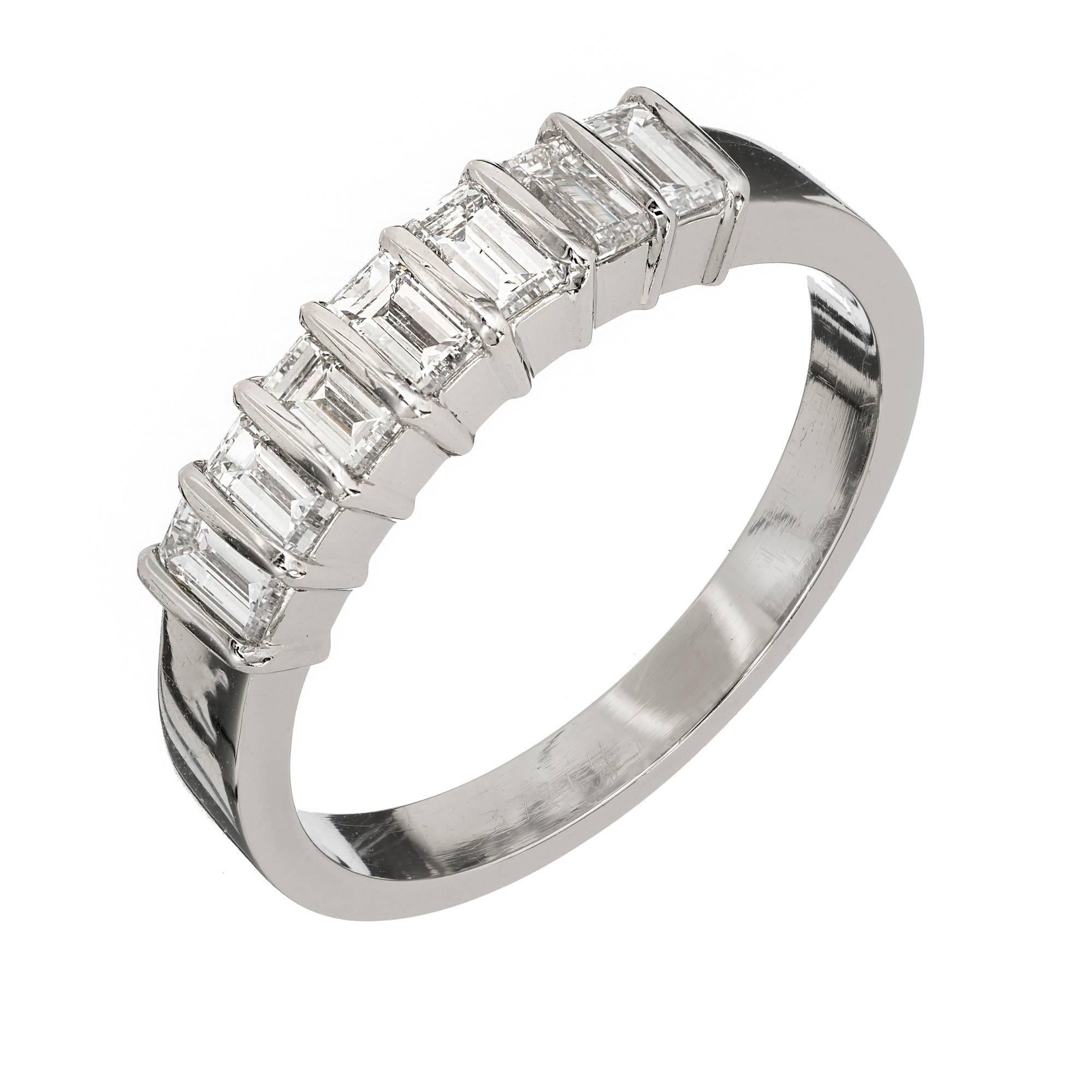 Tiffany & Co. Emerald Cut Diamond Platinum Wedding Band Ring
