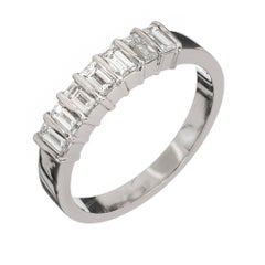 Retro Tiffany & Co. Emerald Cut Diamond Platinum Wedding Band Ring